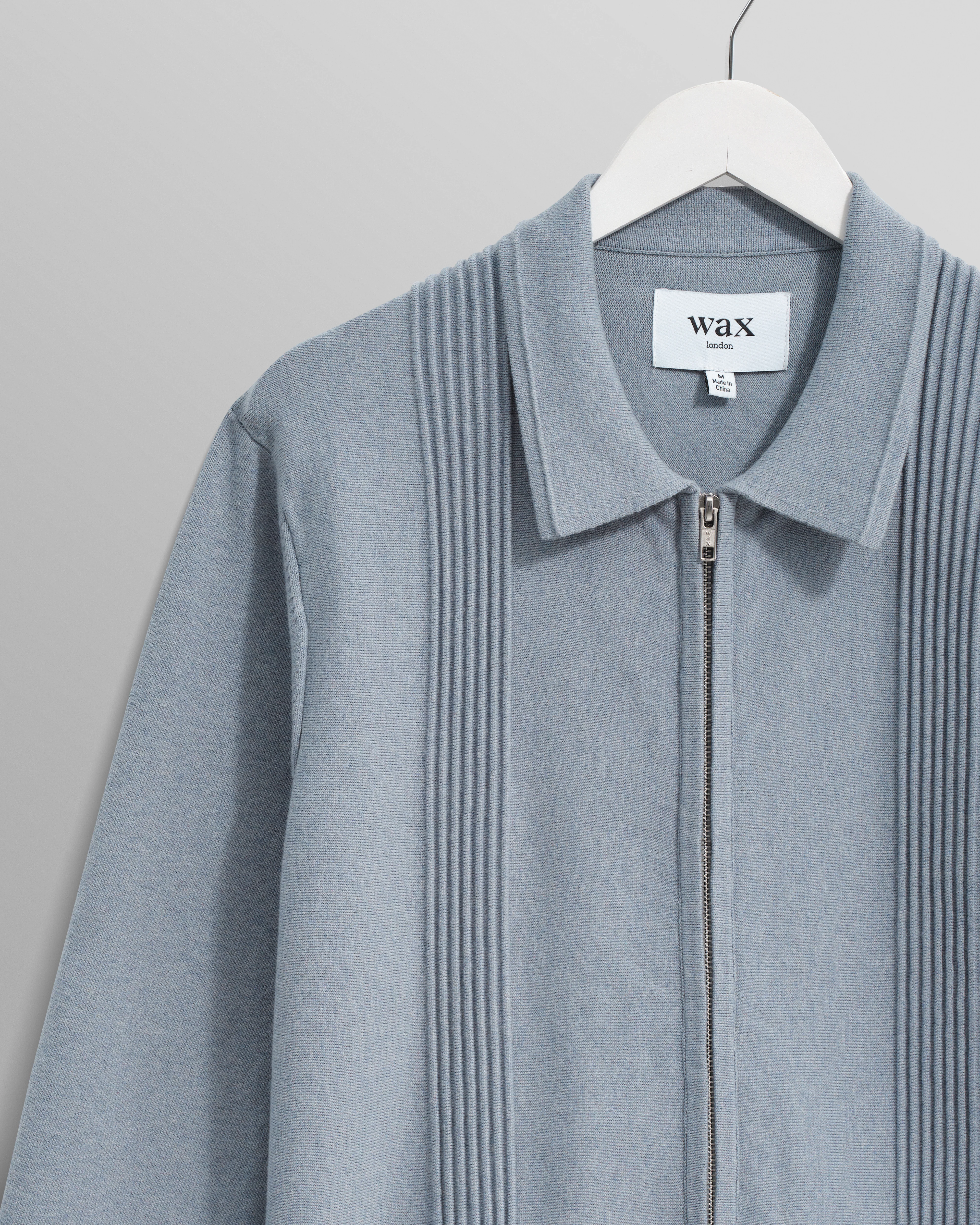 Lennox - Grey Blue Milano Stripe Knitted Polo - Image 9