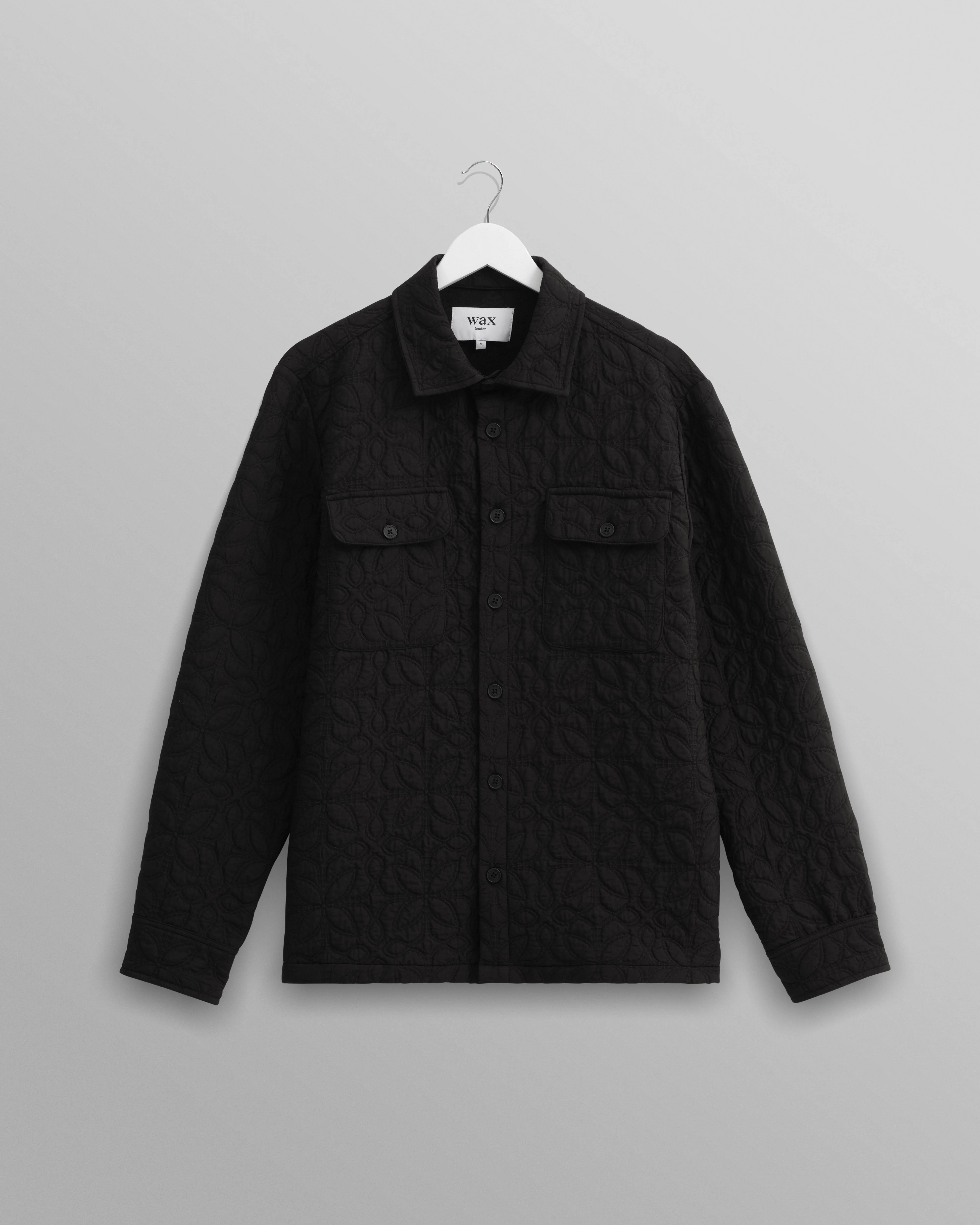 Lomond - Black Petal Jacquard Quilted Overshirt