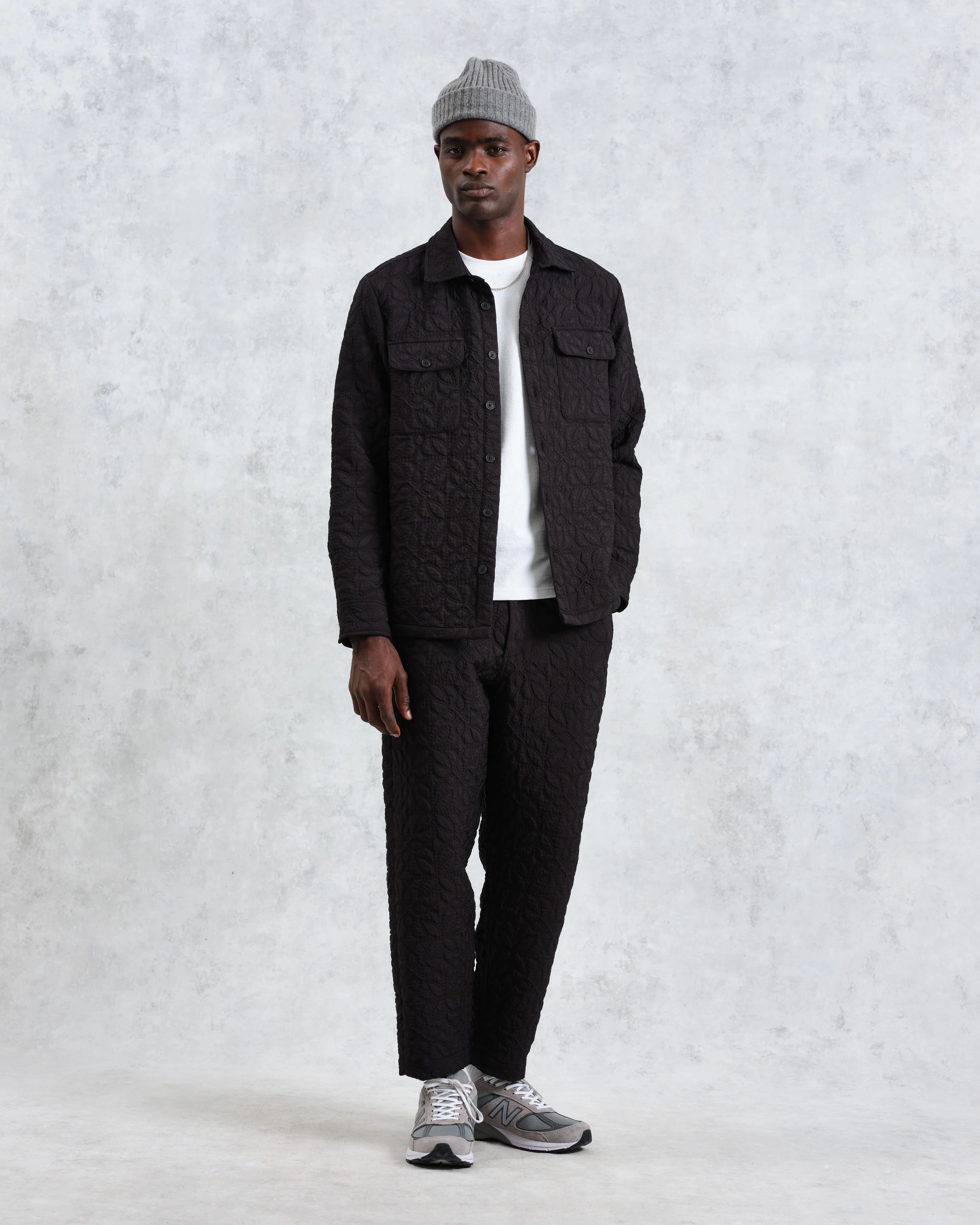 Lomond - Black Petal Jacquard Quilted Overshirt - Image 4