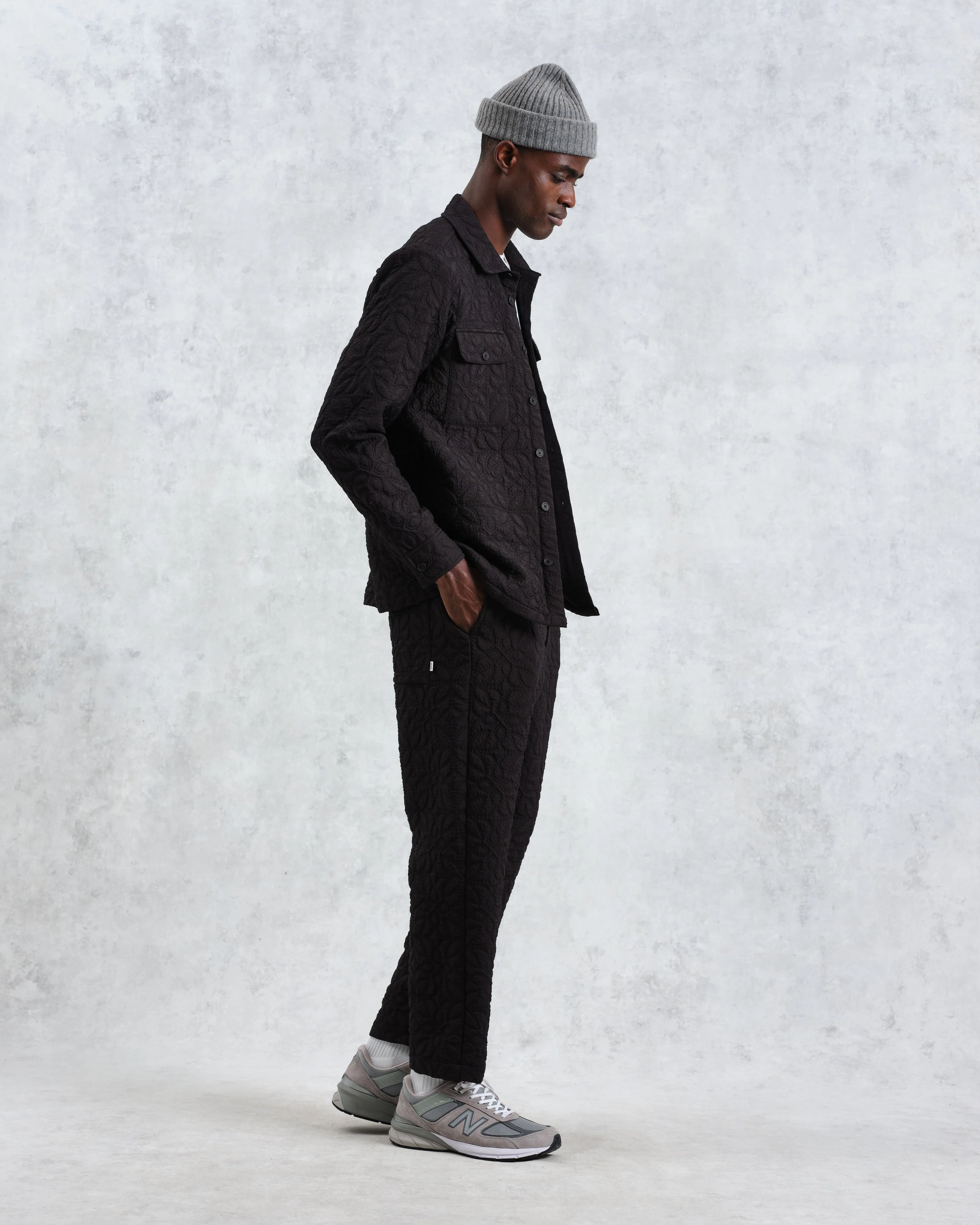 Lomond - Black Petal Jacquard Quilted Overshirt - Image 5