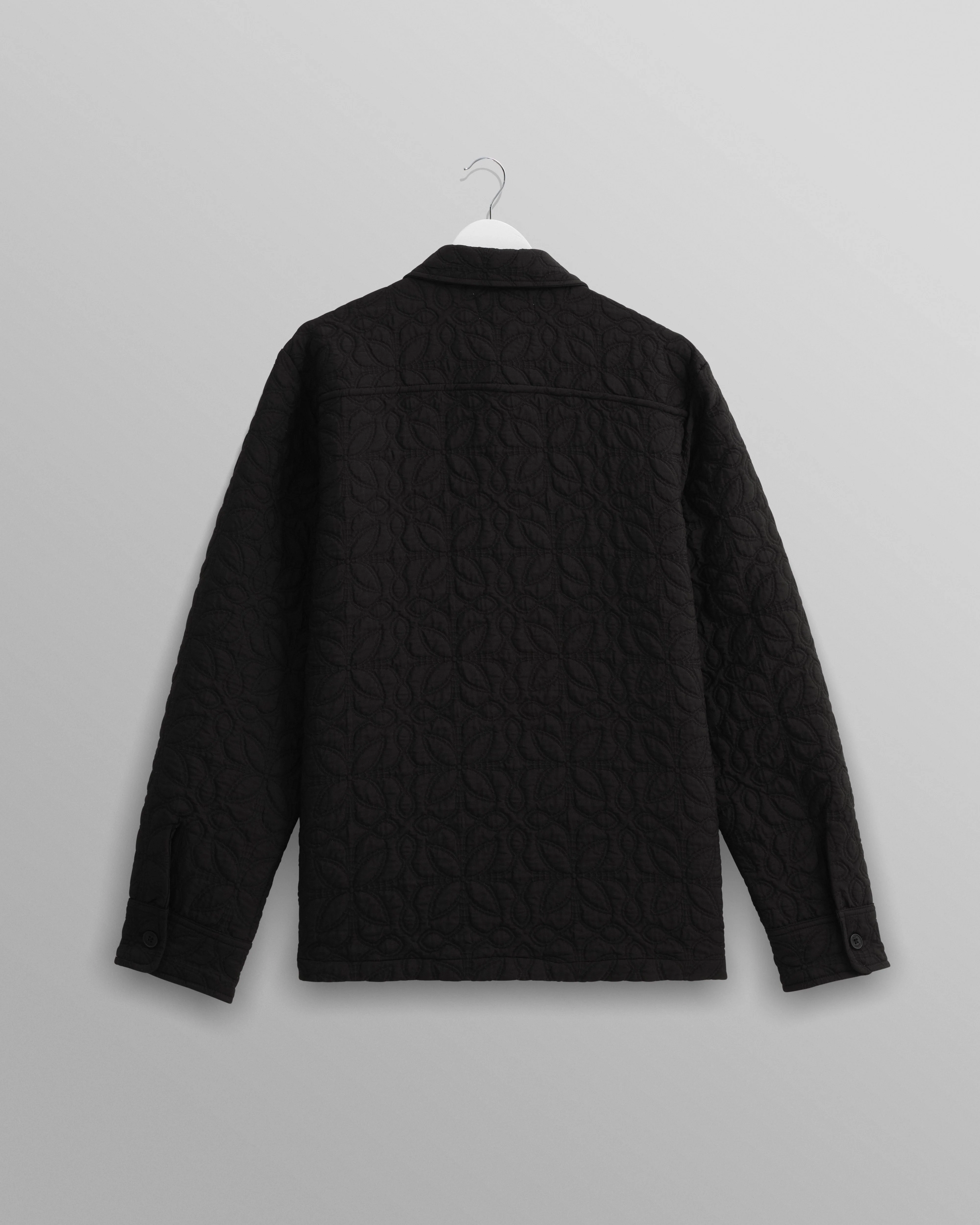 Lomond - Black Petal Jacquard Quilted Overshirt - Image 9