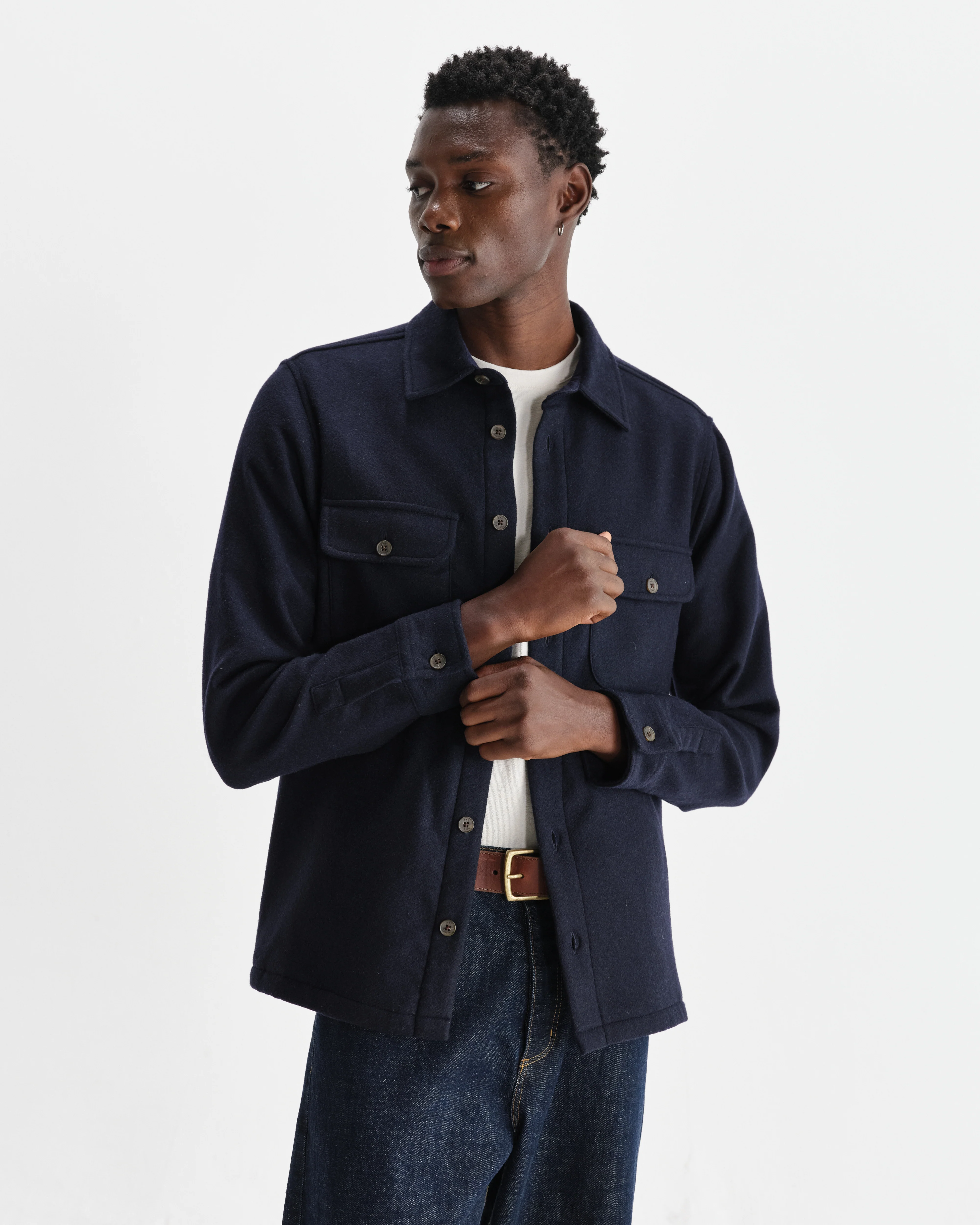 Lomond - Navy Heavy Wool Overshirt - Image 2