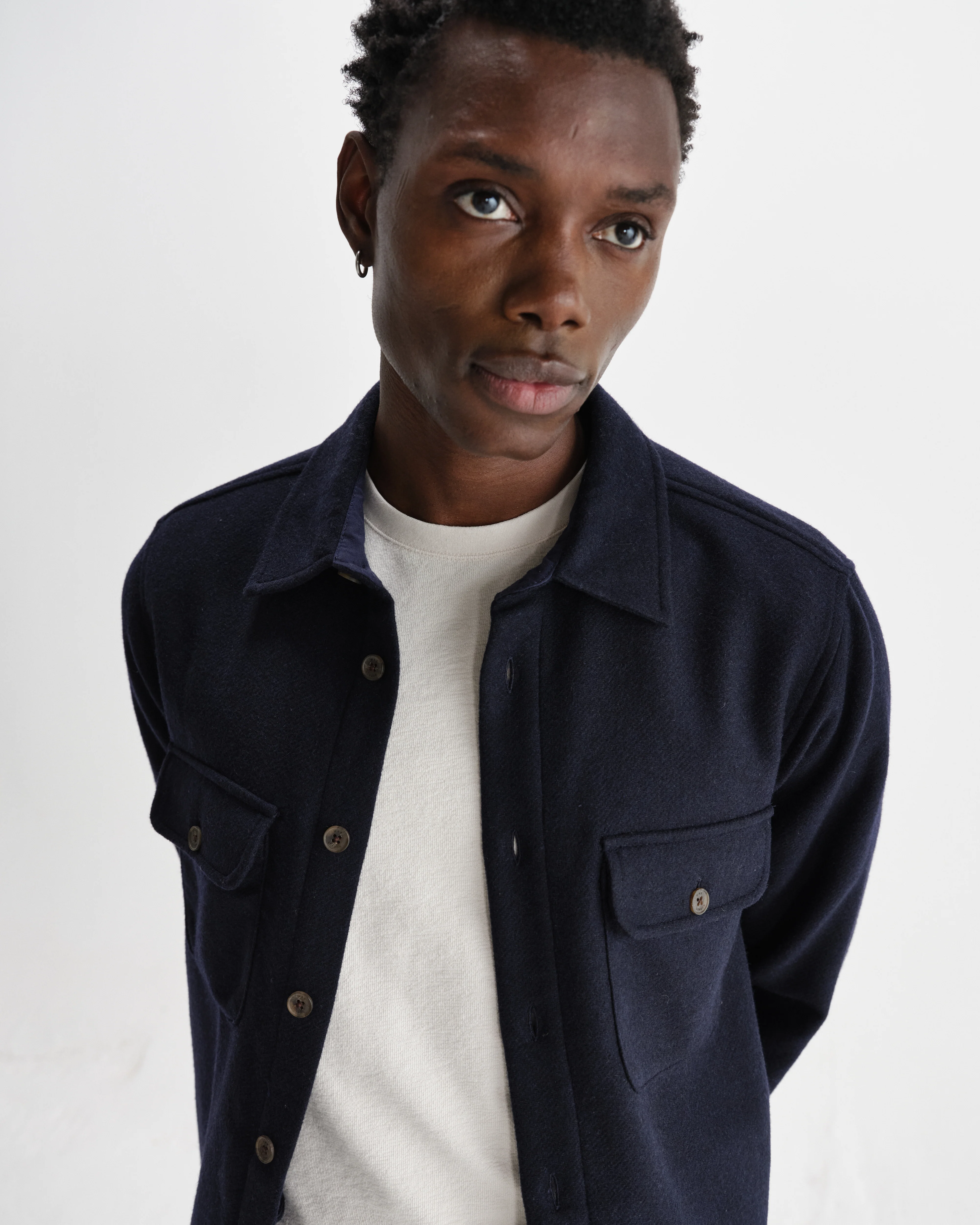 Lomond - Navy Heavy Wool Overshirt - Image 3