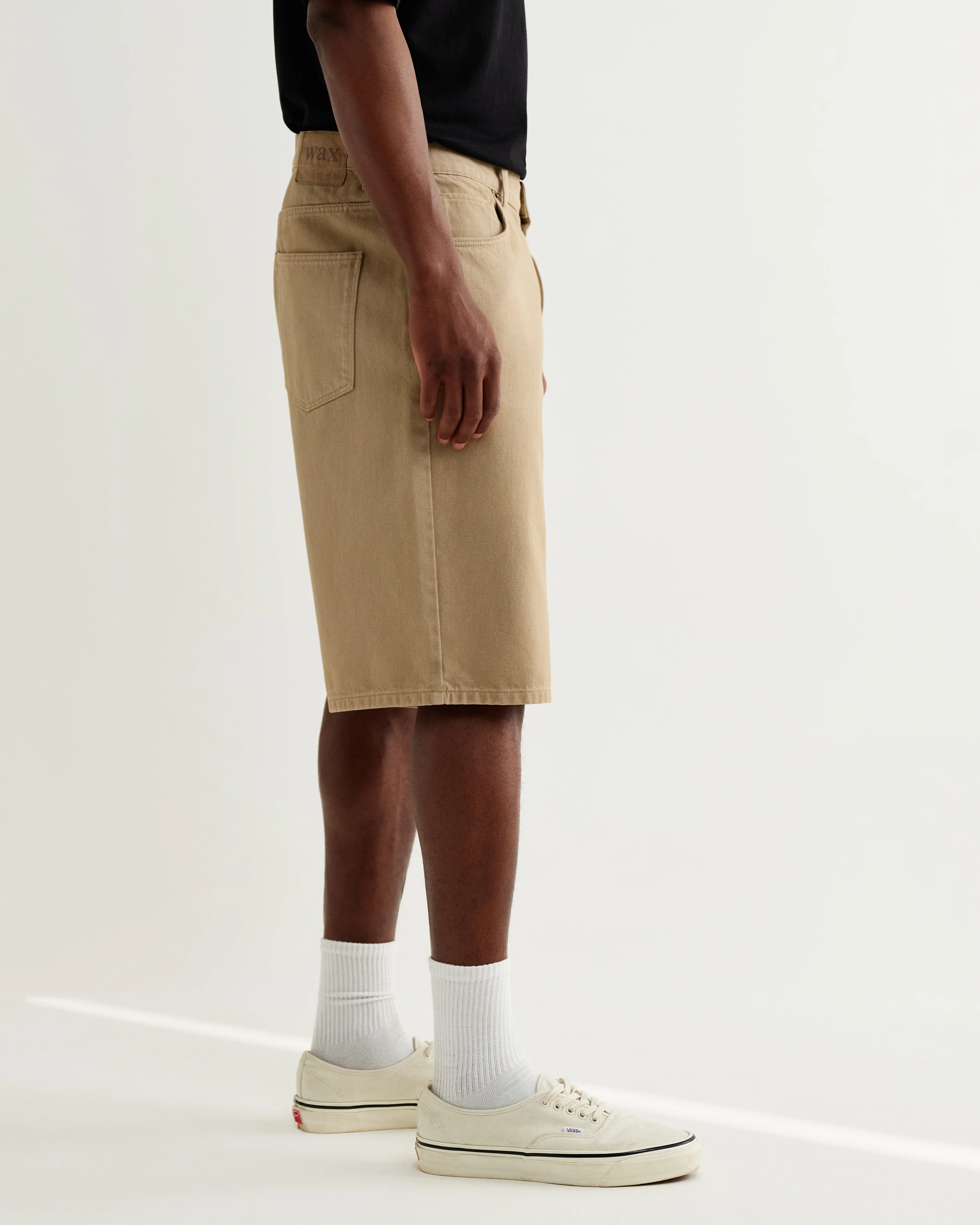 Luca - Washed Beige Organic Cotton Denim Shorts - Image 5