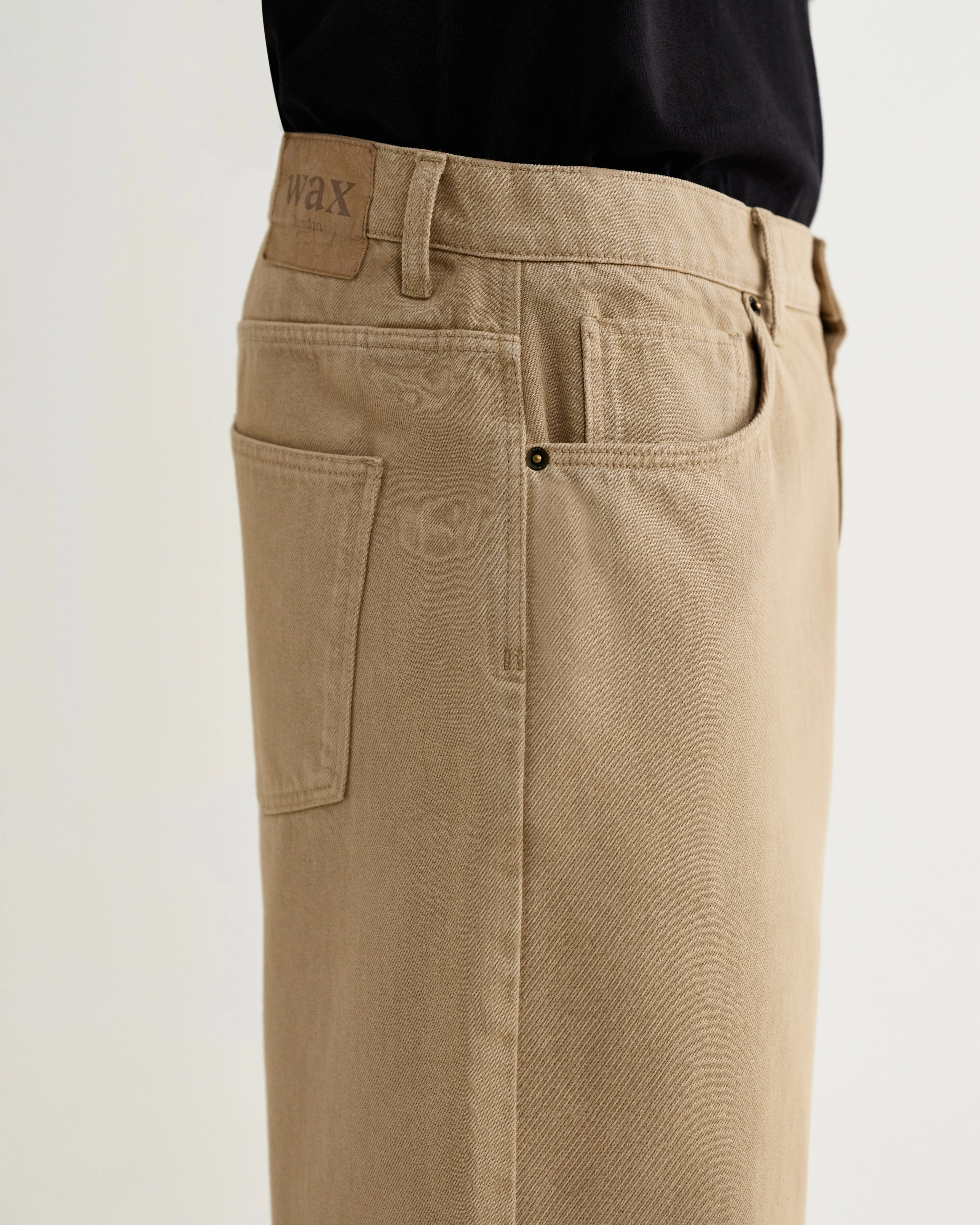 Luca - Washed Beige Organic Cotton Denim Shorts - Image 6