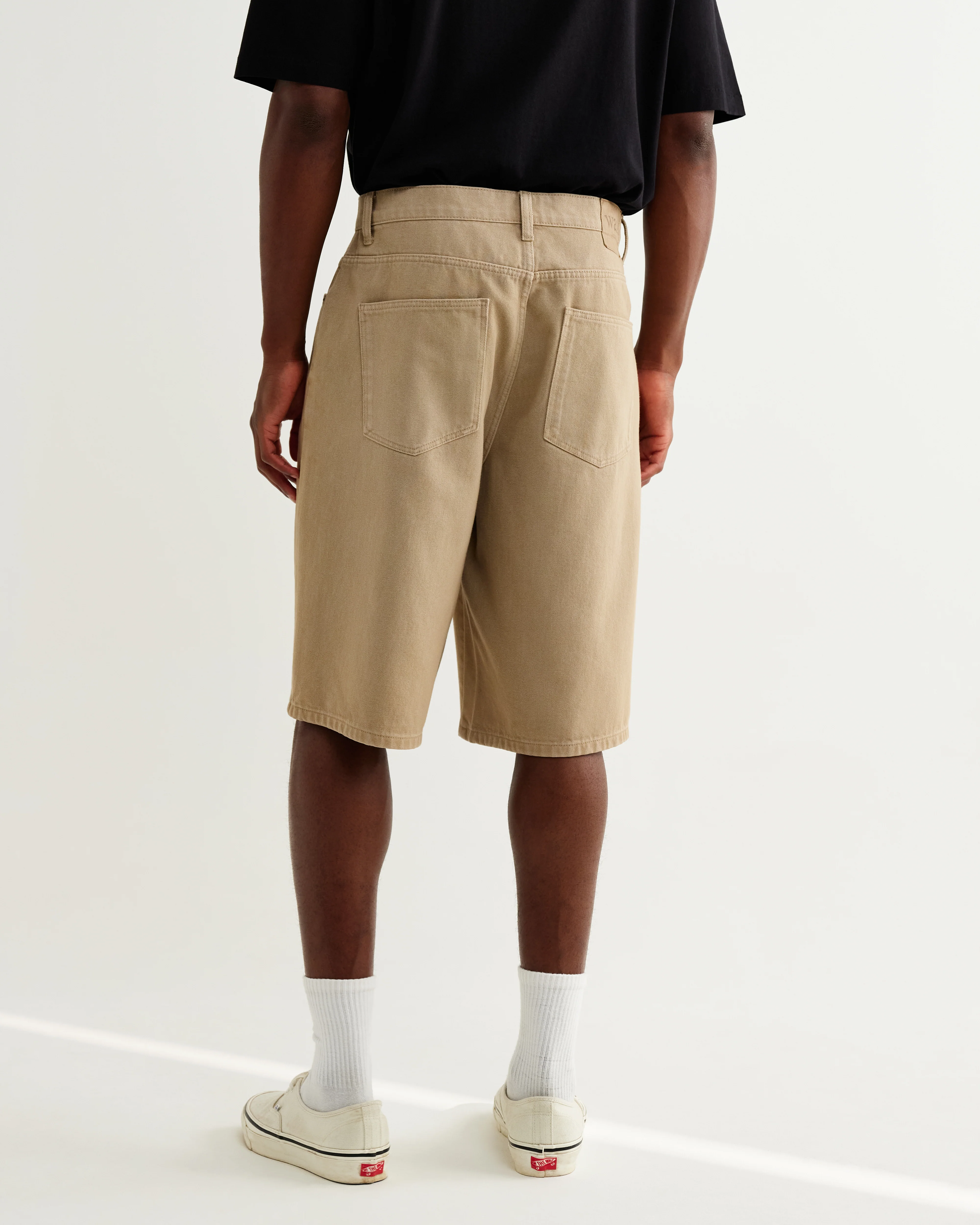 Luca - Washed Beige Organic Cotton Denim Shorts - Image 7