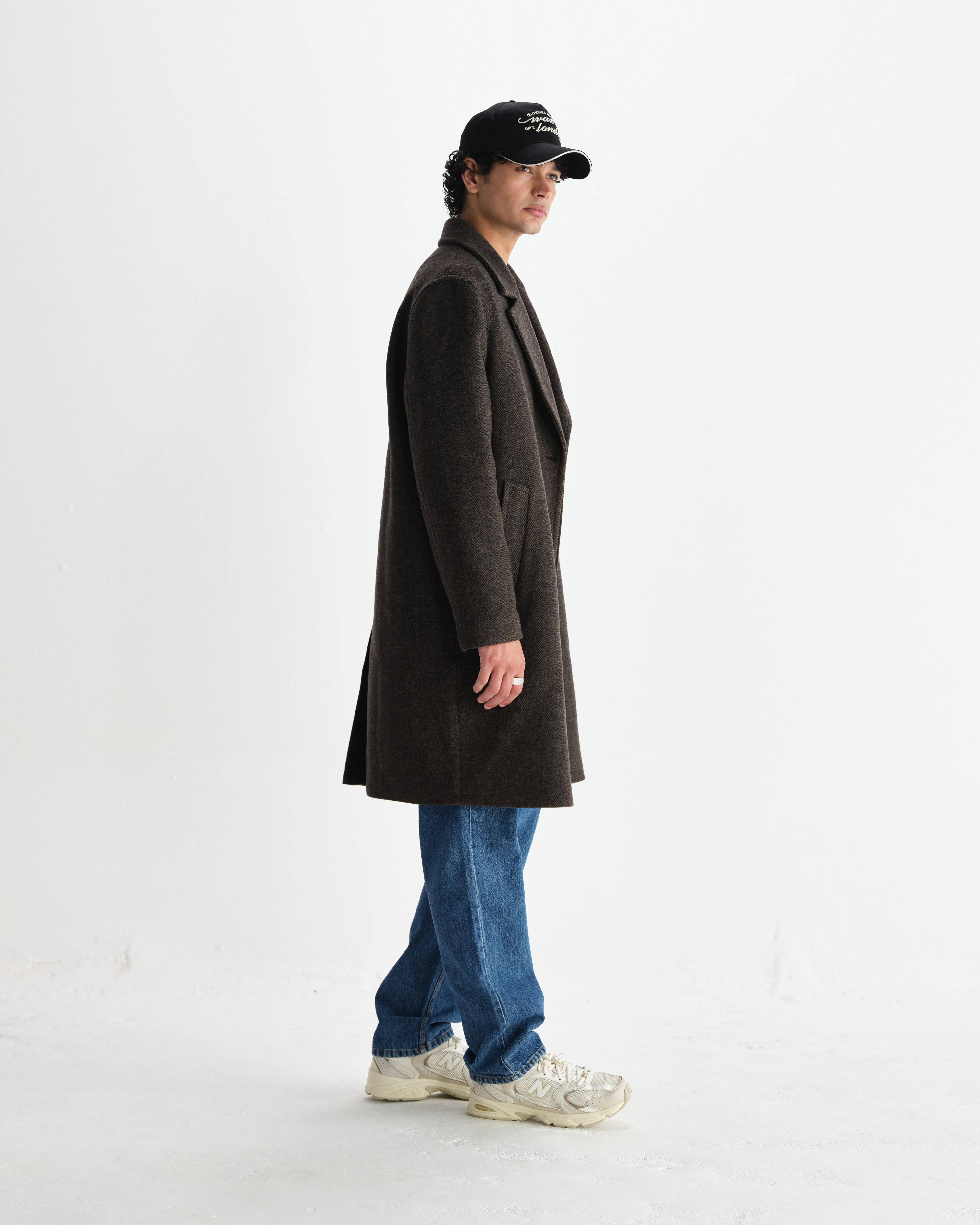 Magnus - Brown Herringbone Double-Breasted Wool Overcoat - Image 5