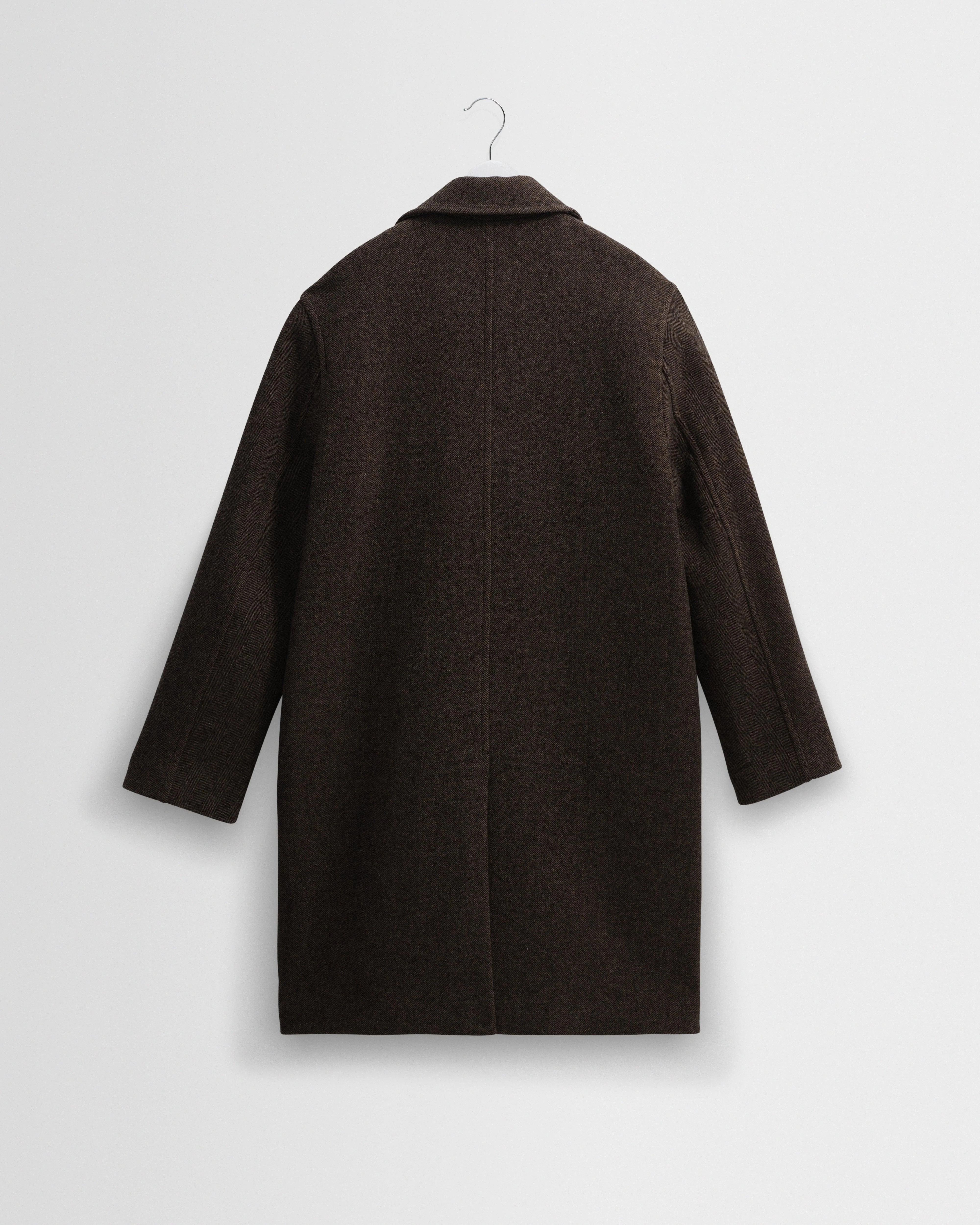 Magnus - Brown Herringbone Double-Breasted Wool Overcoat - Image 8