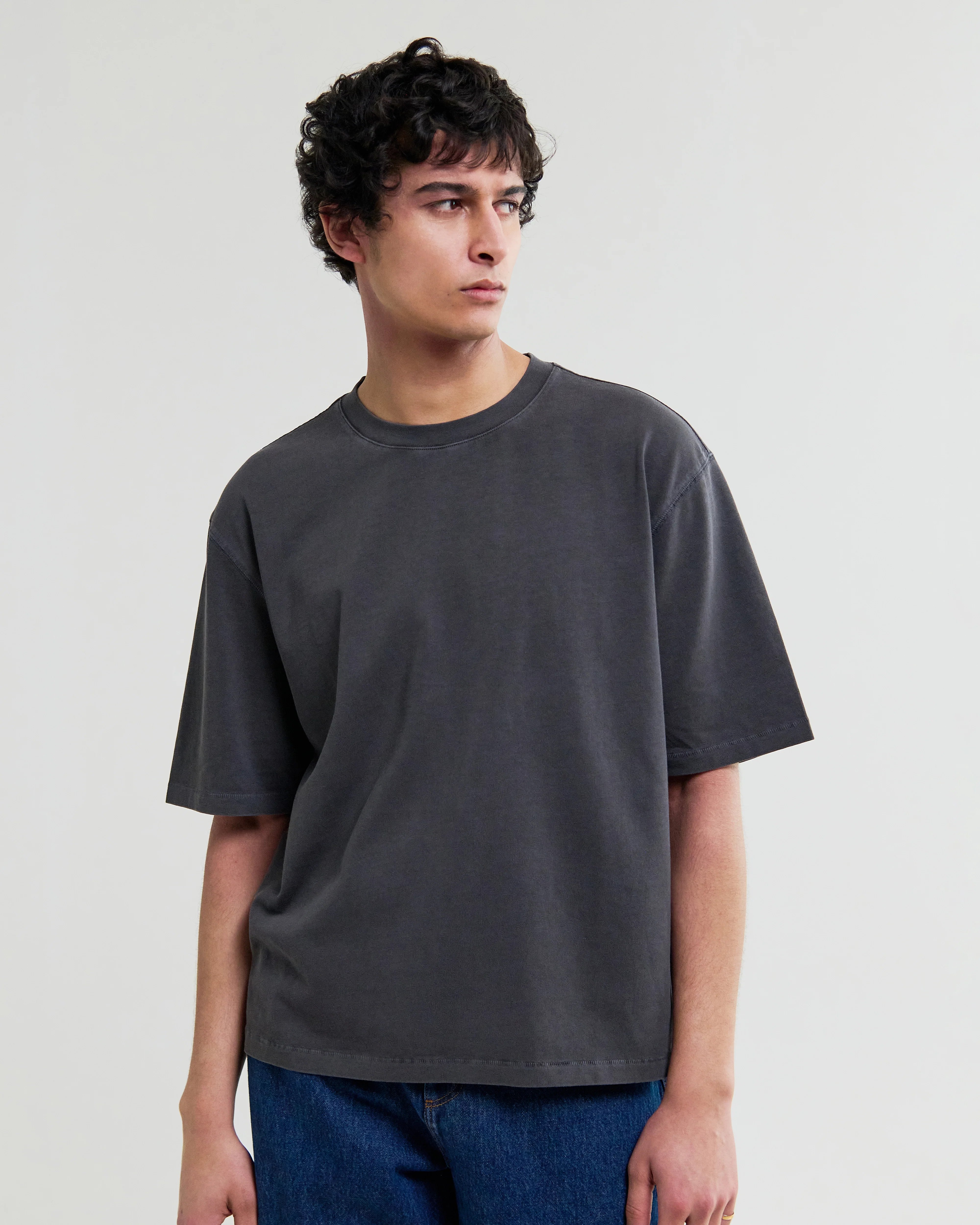 Mark - Washed Black Compact Cotton Cropped T-Shirt - Image 2