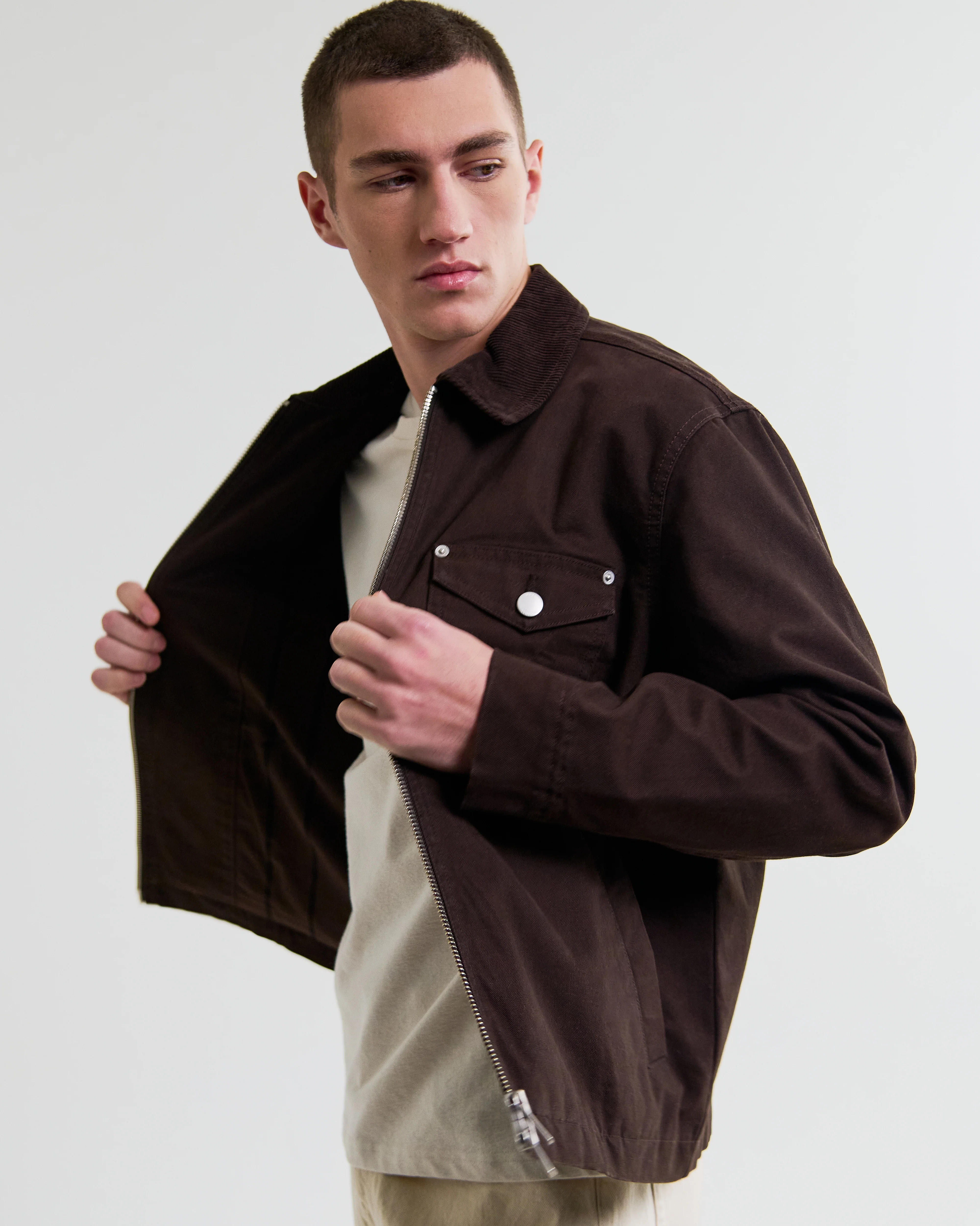 Mason - Dark Brown Canvas Work Jacket - Image 4