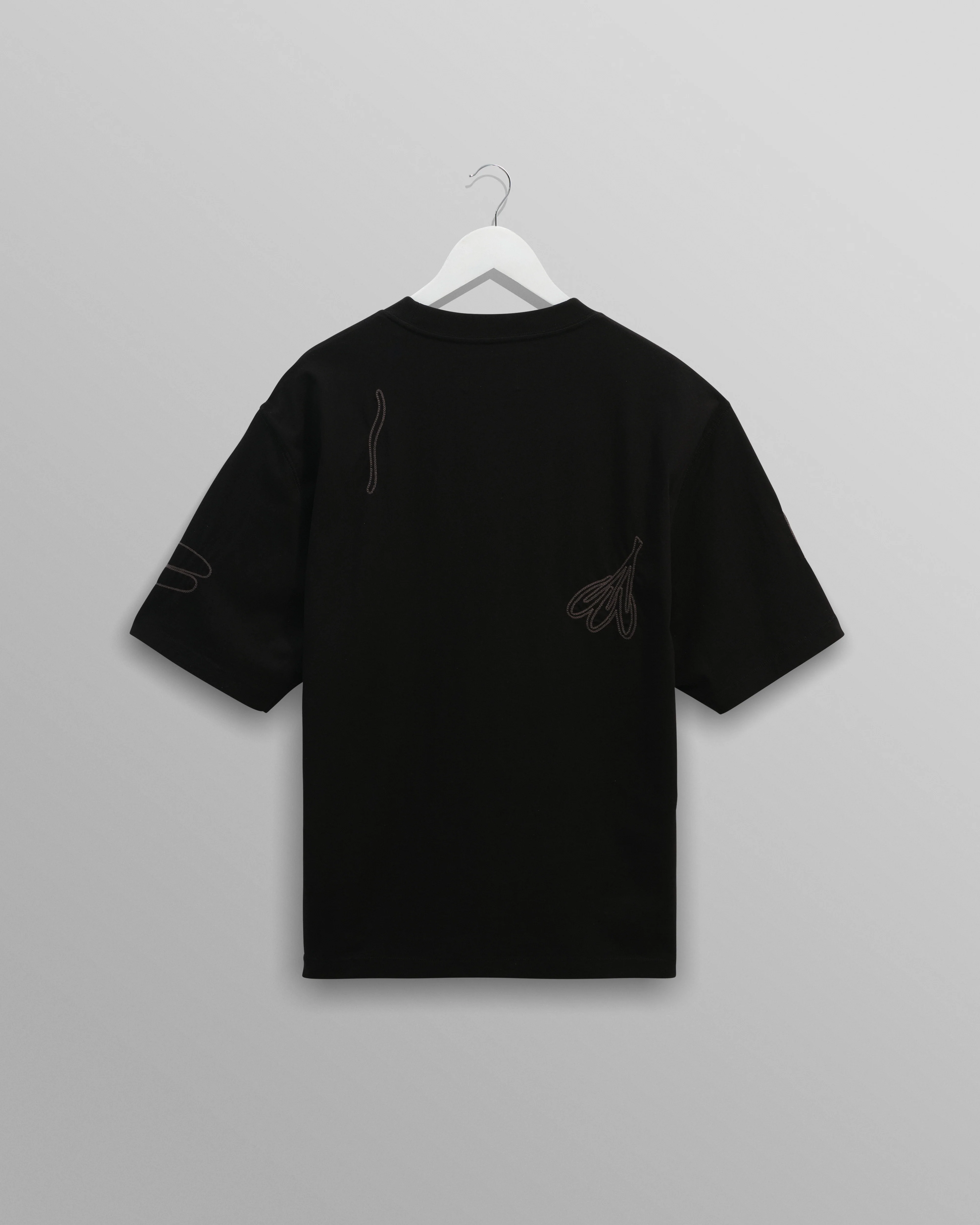 Milton - Black Embroidered Organic Cotton T-Shirt - Image 11