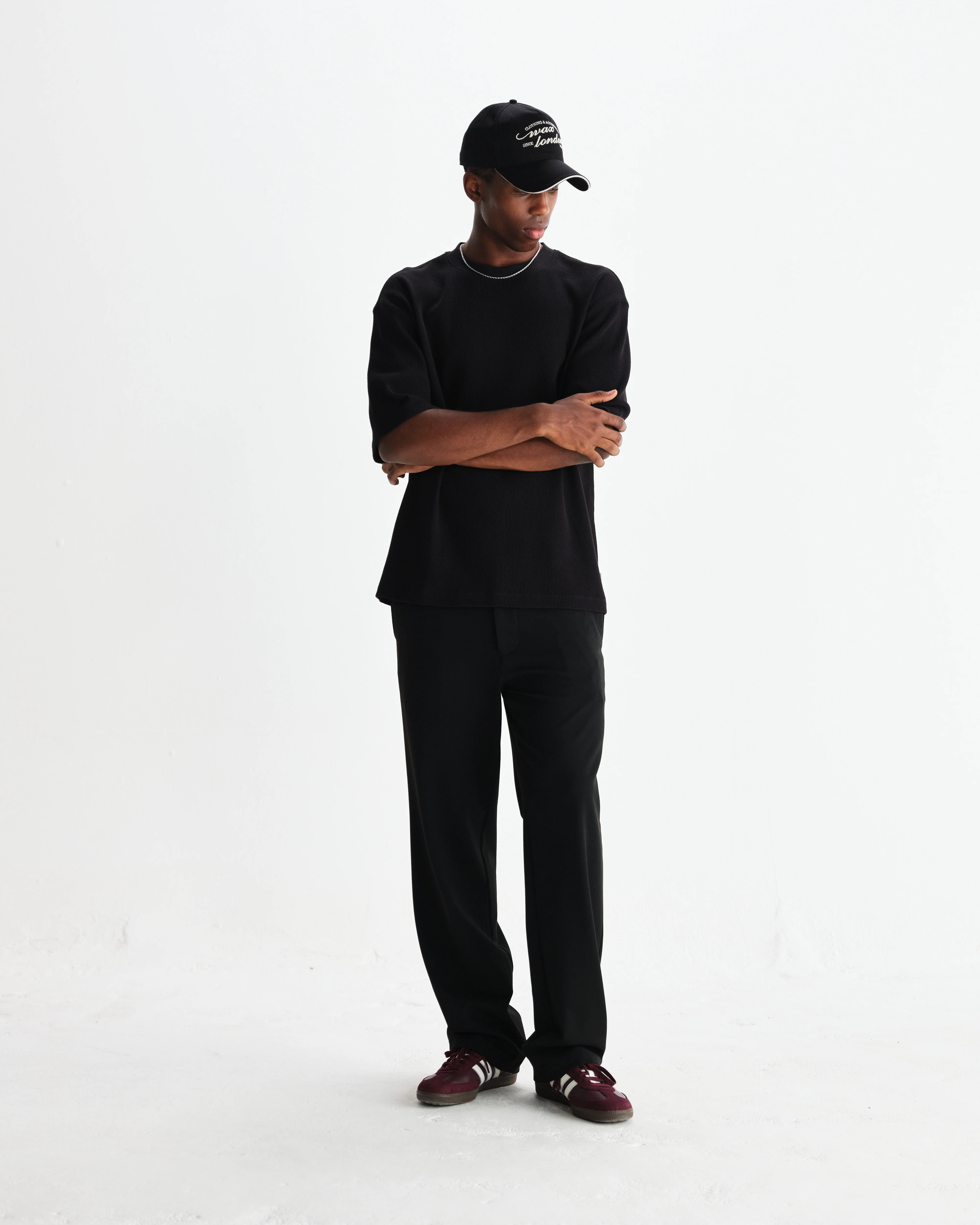 Milton - Black Organic Waffle Cotton T-Shirt - Image 4