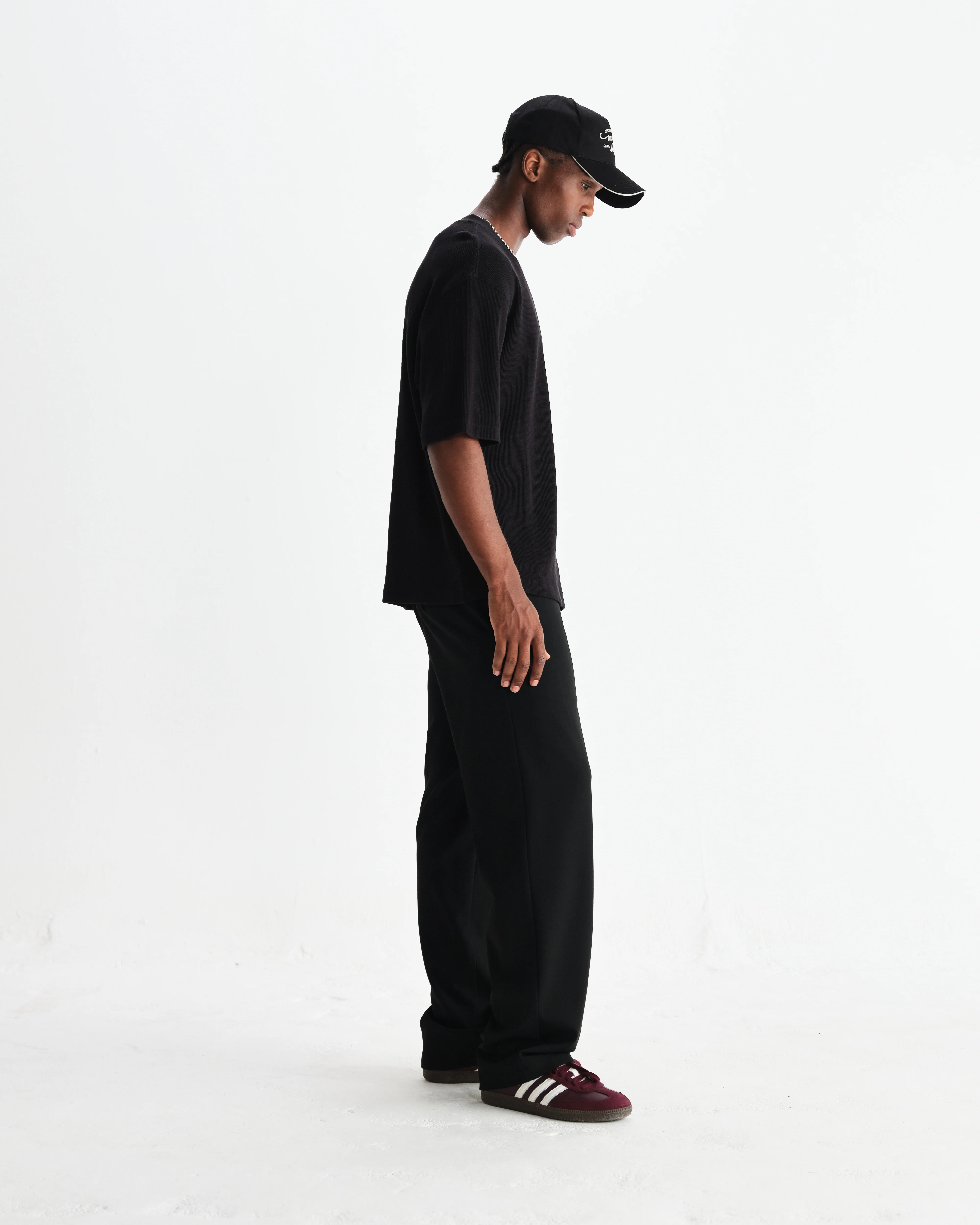 Milton - Black Organic Waffle Cotton T-Shirt - Image 5