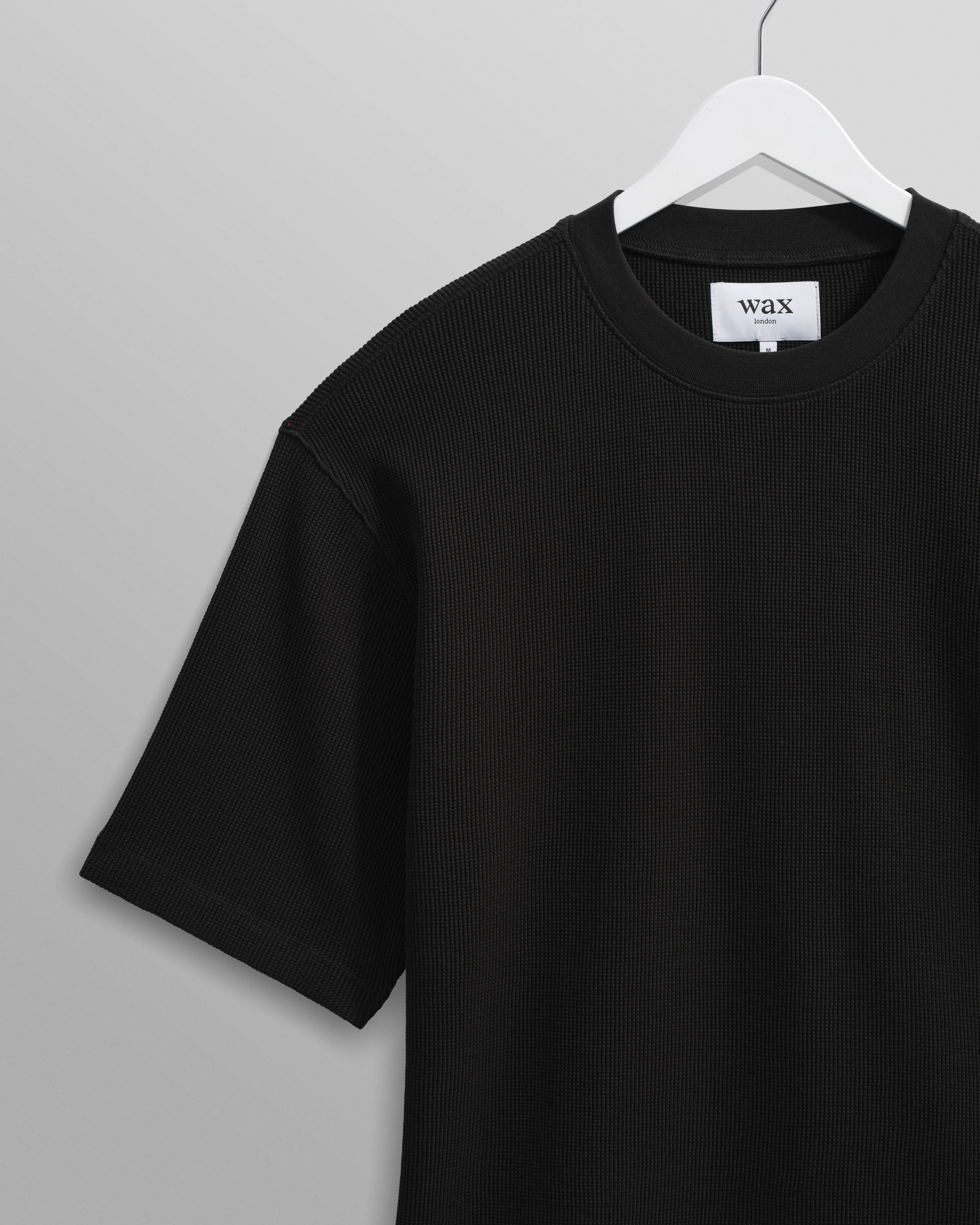 Milton - Black Organic Waffle Cotton T-Shirt - Image 7