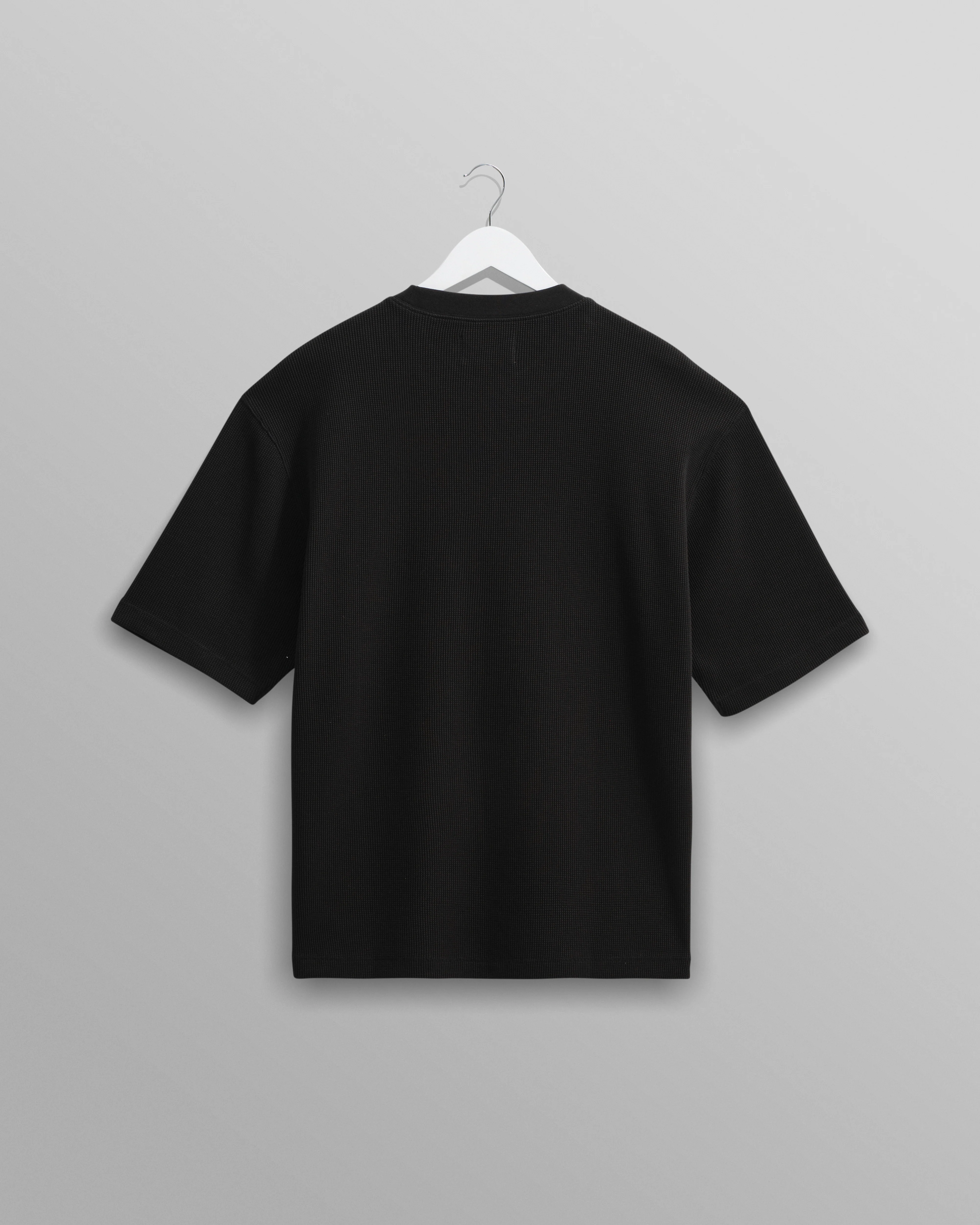 Milton - Black Organic Waffle Cotton T-Shirt - Image 8
