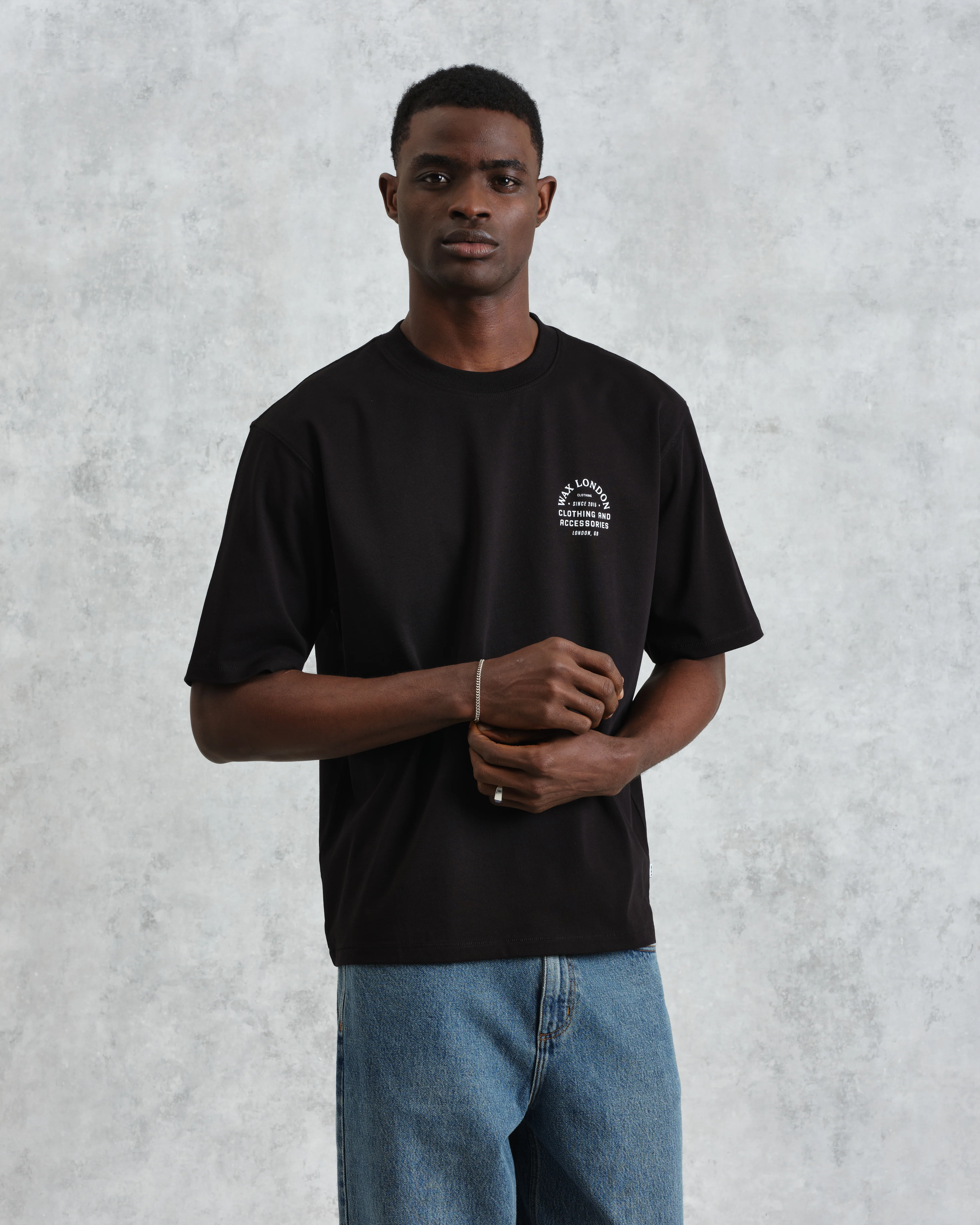 Milton - Black Stacked Text Graphic Organic Cotton T-Shirt - Image 3