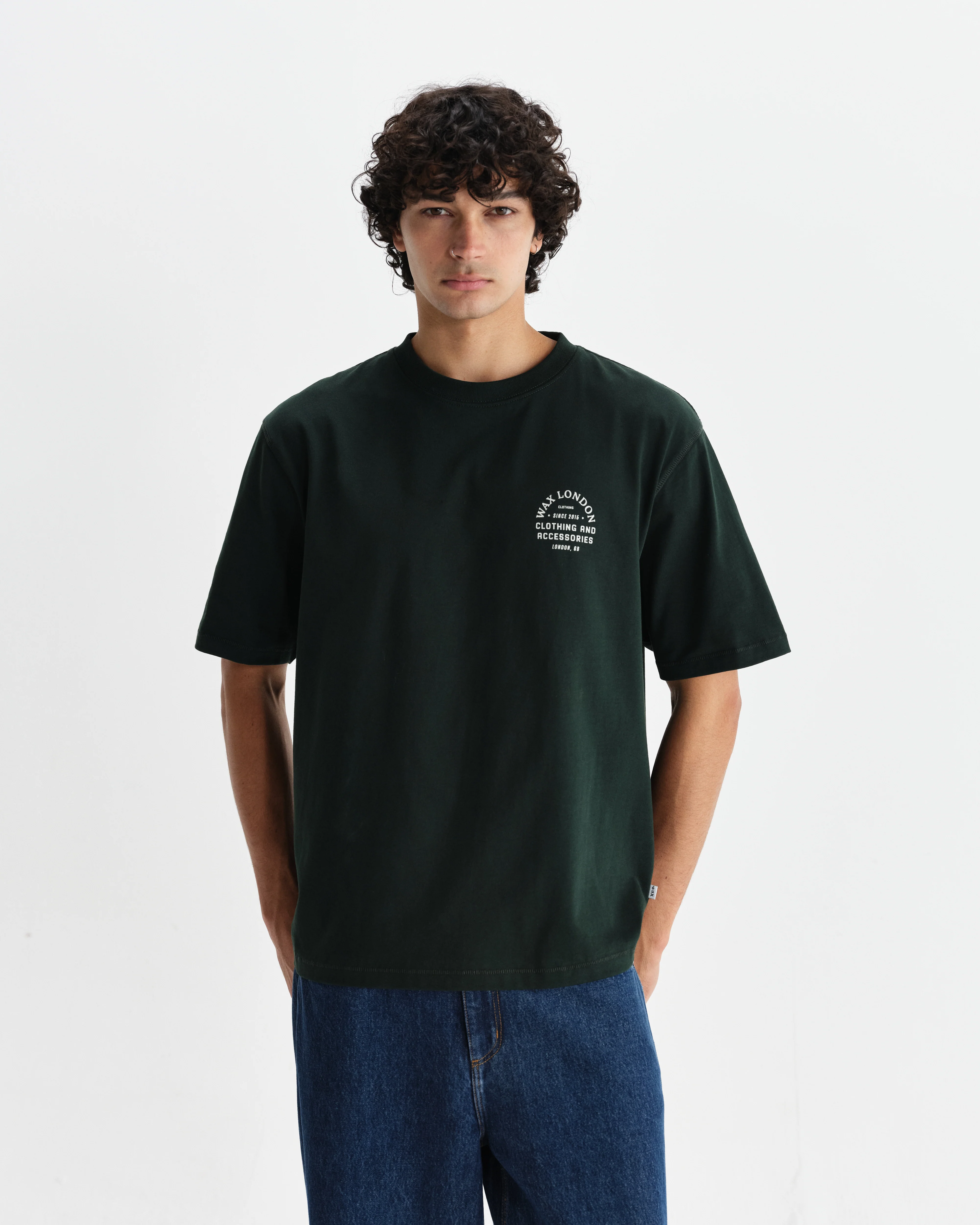 Milton - Bottle Green Stacked Text Graphic Organic Cotton T-Shirt - Image 3