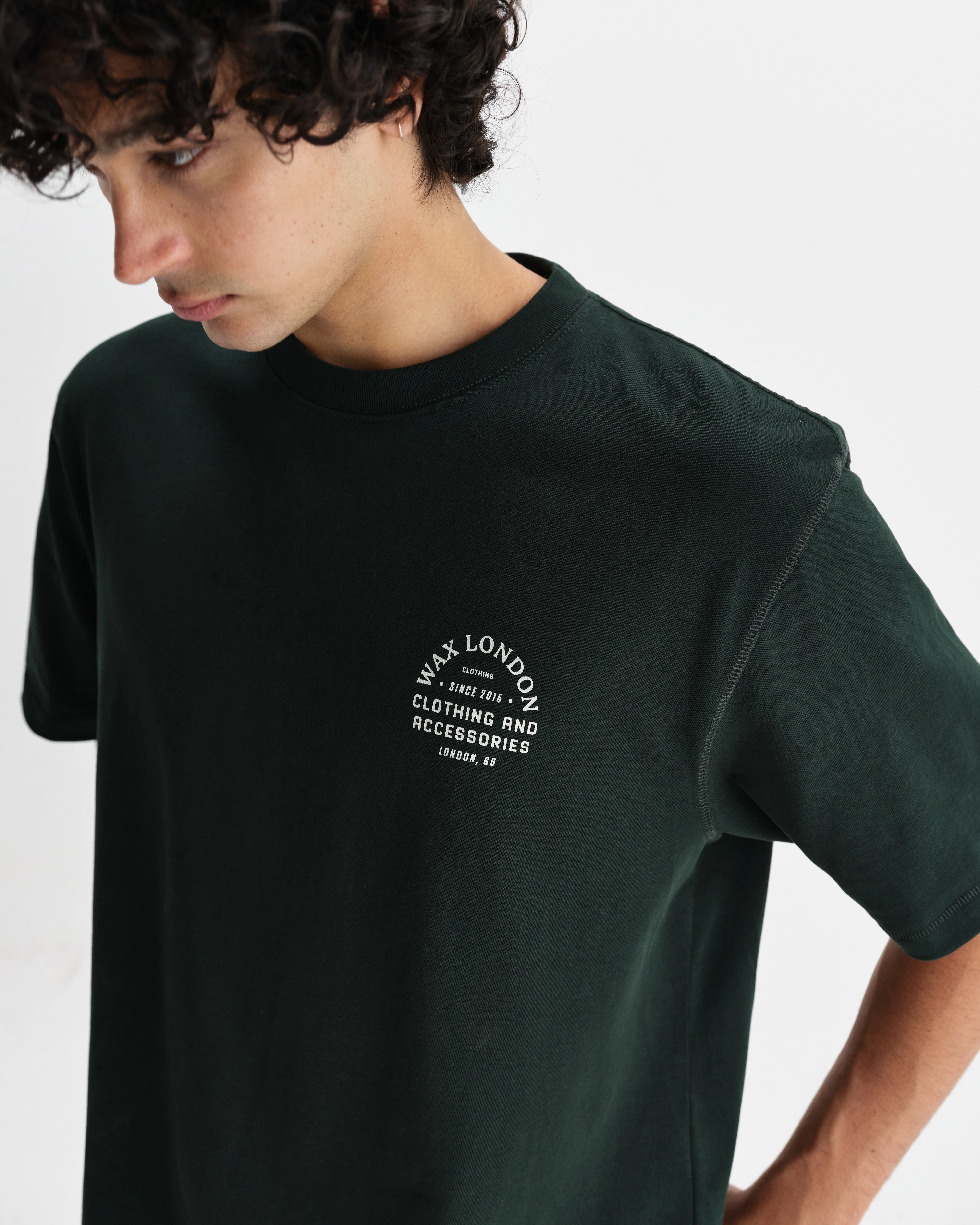 Milton - Bottle Green Stacked Text Graphic Organic Cotton T-Shirt - Image 4