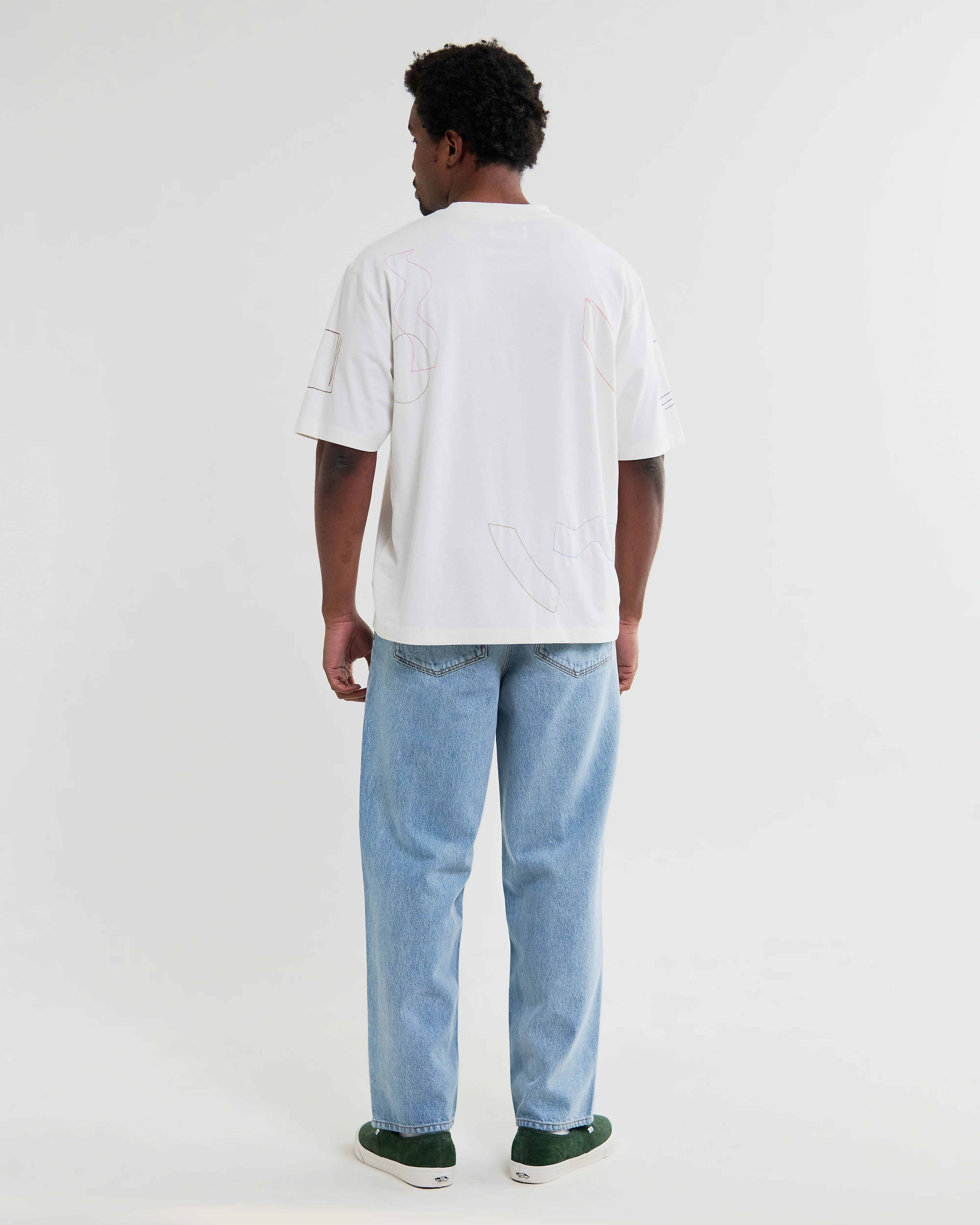 Milton - Ecru Organic Cotton Embroidered Shapes T-Shirt - Image 7