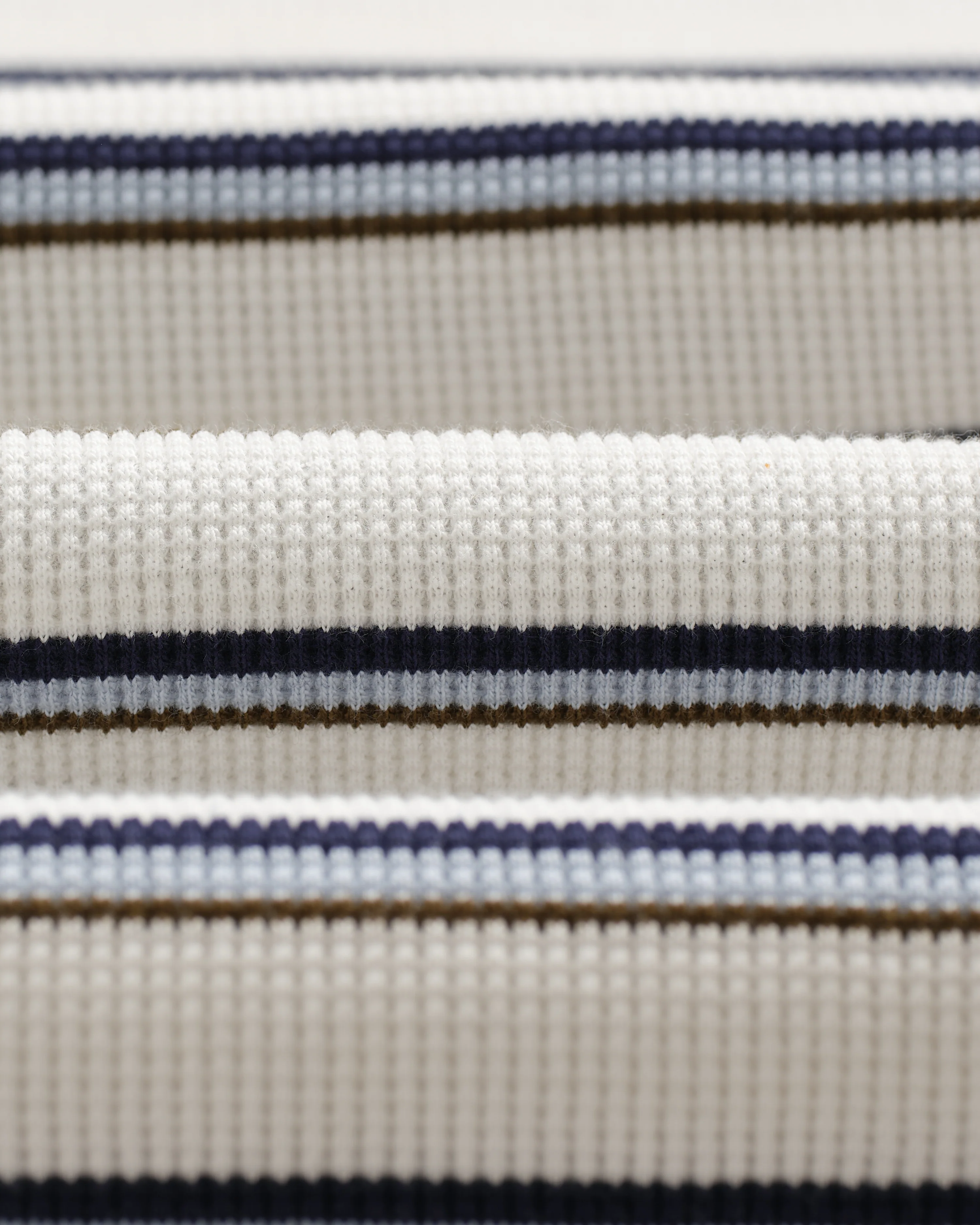 Milton - Ecru Organic Stripe Waffle Cotton T-Shirt - Image 9