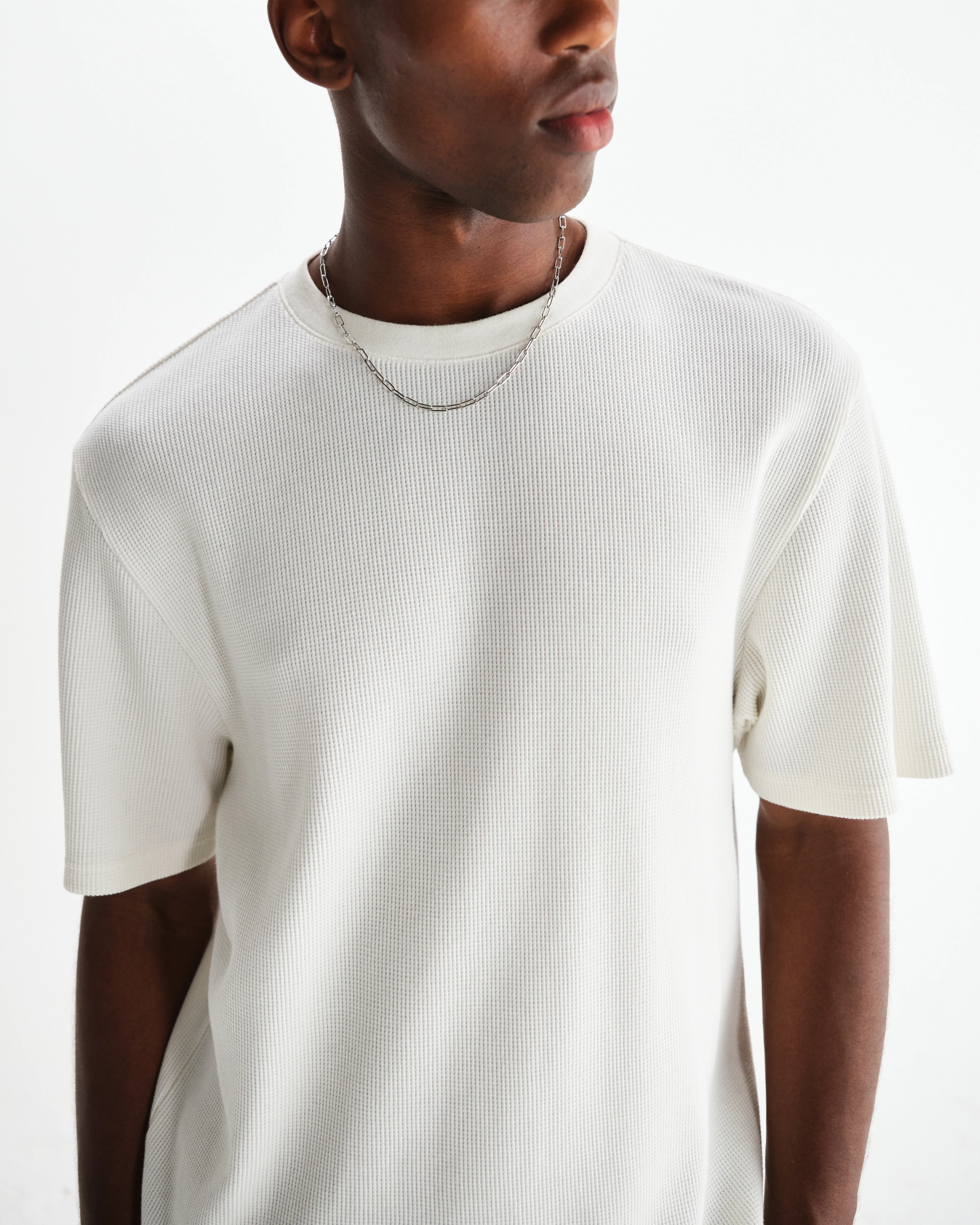 Milton - Ecru Organic Waffle Cotton T-Shirt - Image 3