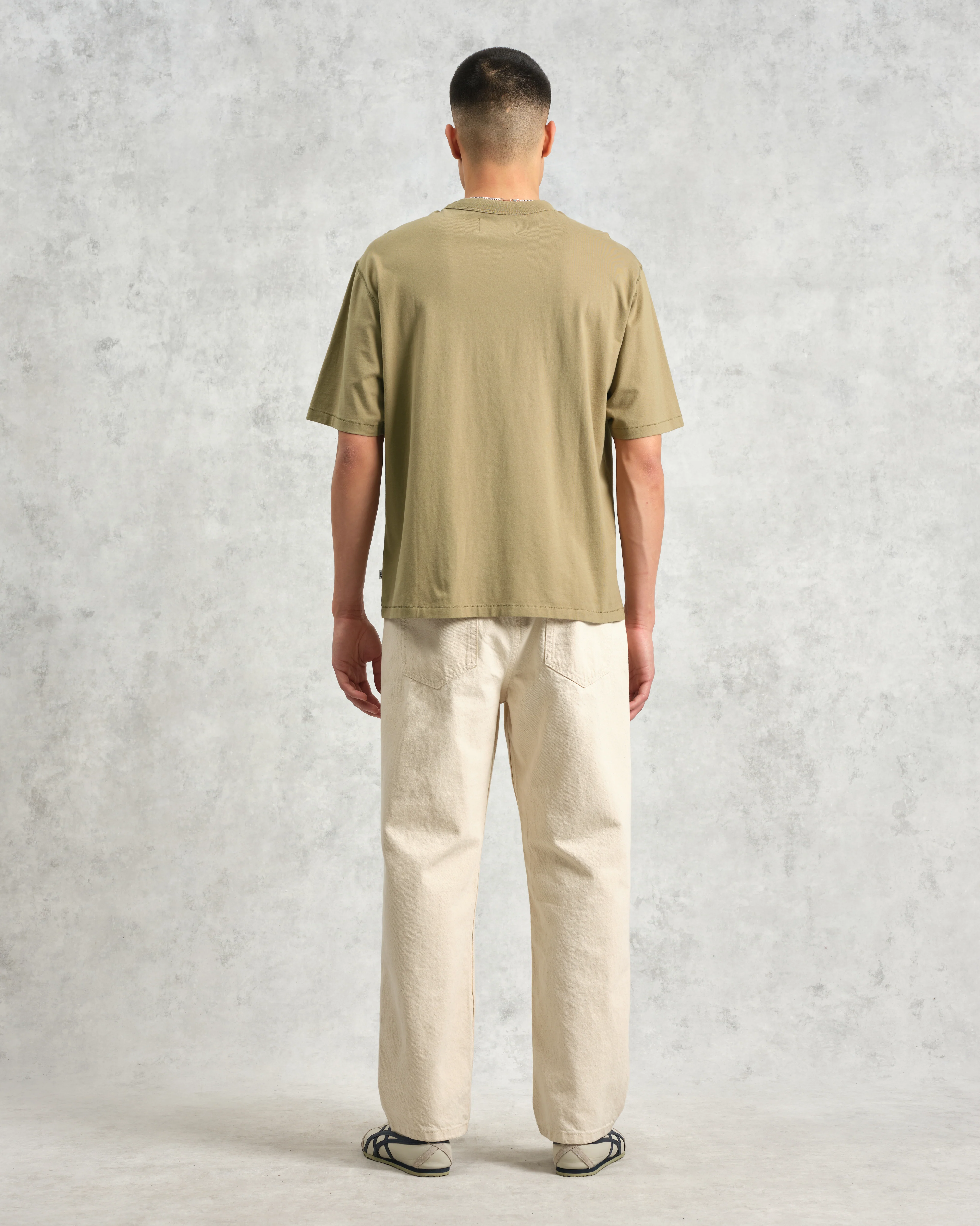 Milton - Khaki Green Organic Compact Cotton T-Shirt - Image 6