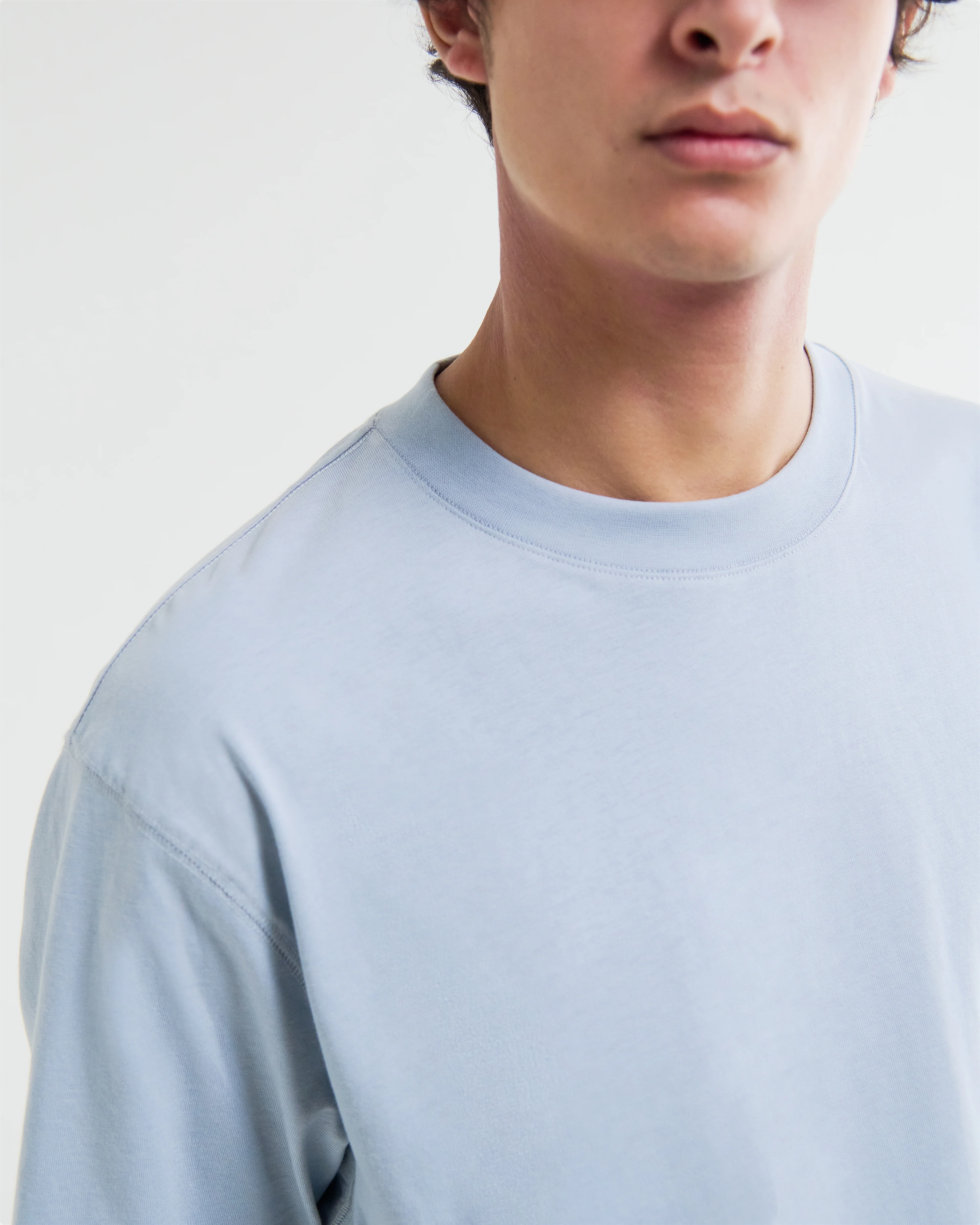 Milton - Light Blue Organic Compact Cotton T-Shirt - Image 3
