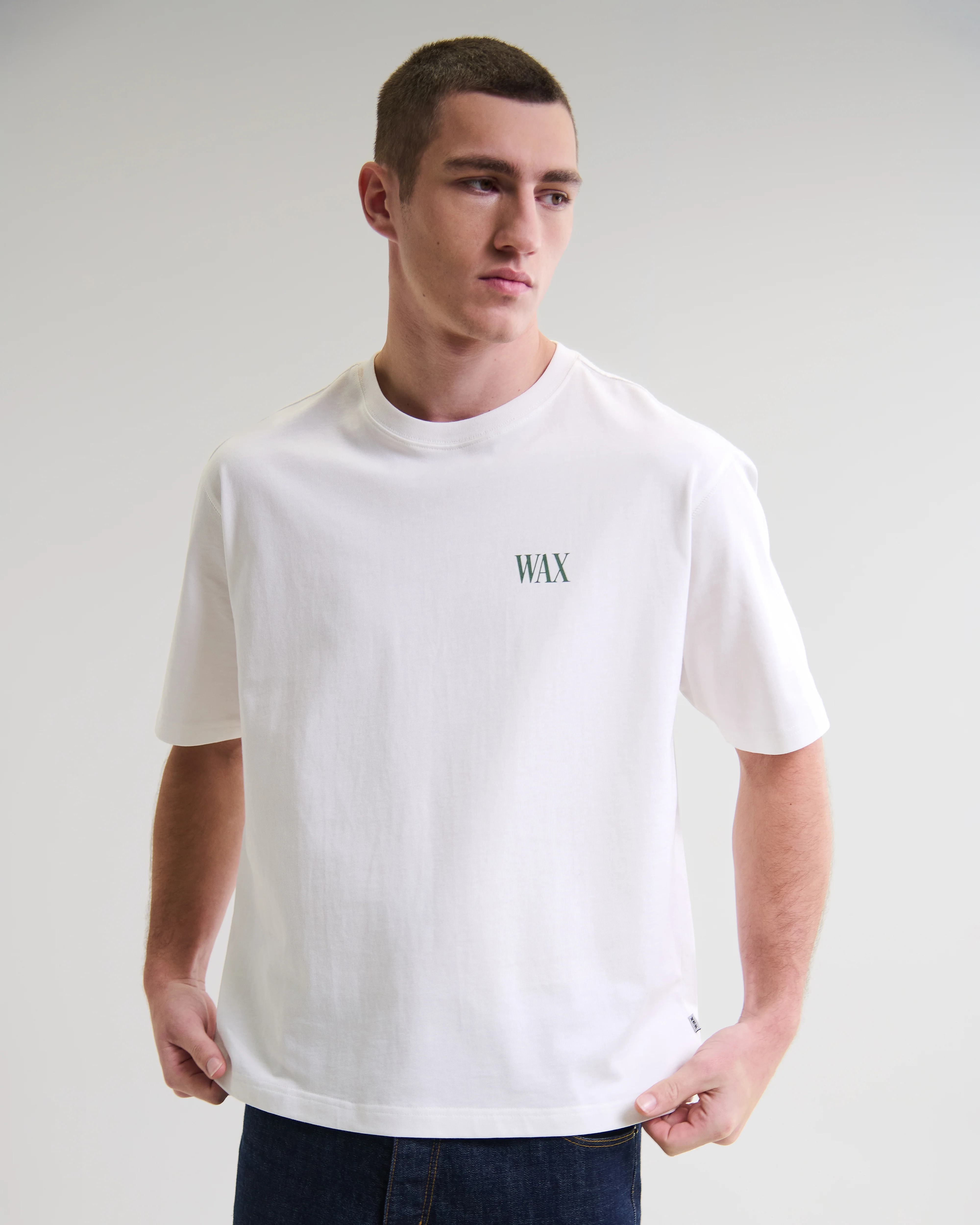 Milton - White And Green Botanical Graphic Cotton T-Shirt - Image 3