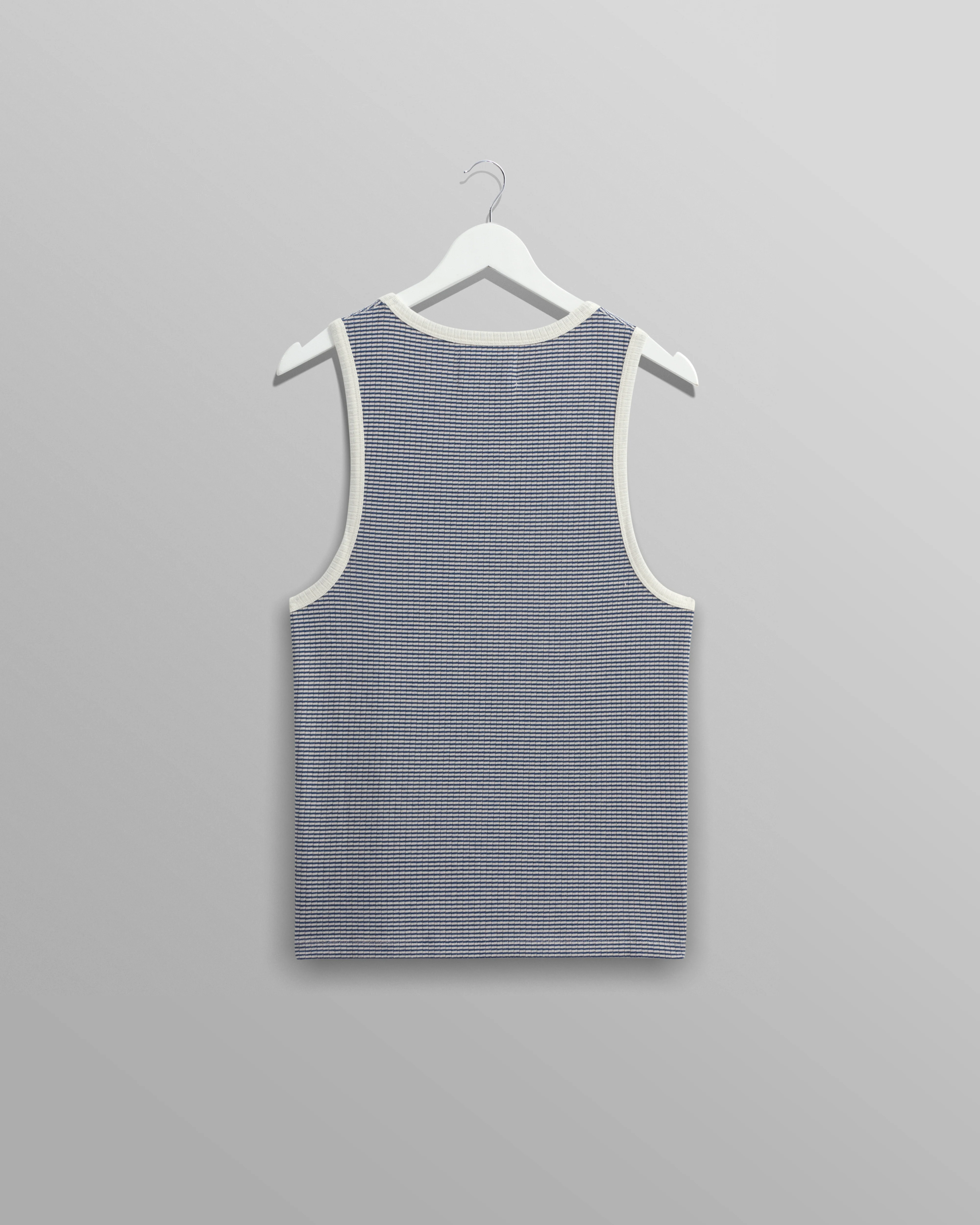 Montague - Blue And Ecru Striped Ribbed Organic Cotton Vest - Image 10