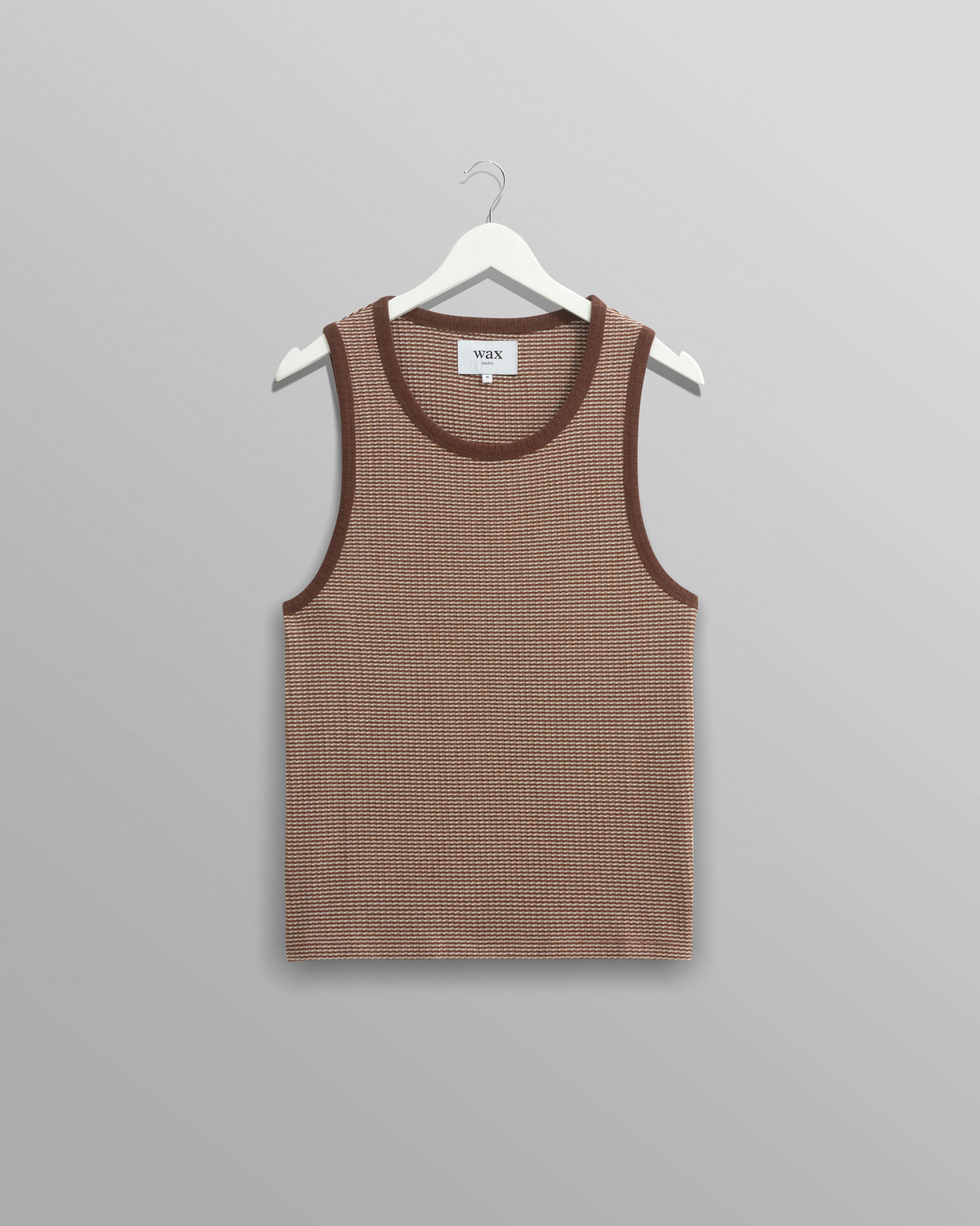 Montague - Brown And Ecru Striped Ribbed Organic Cotton Vest