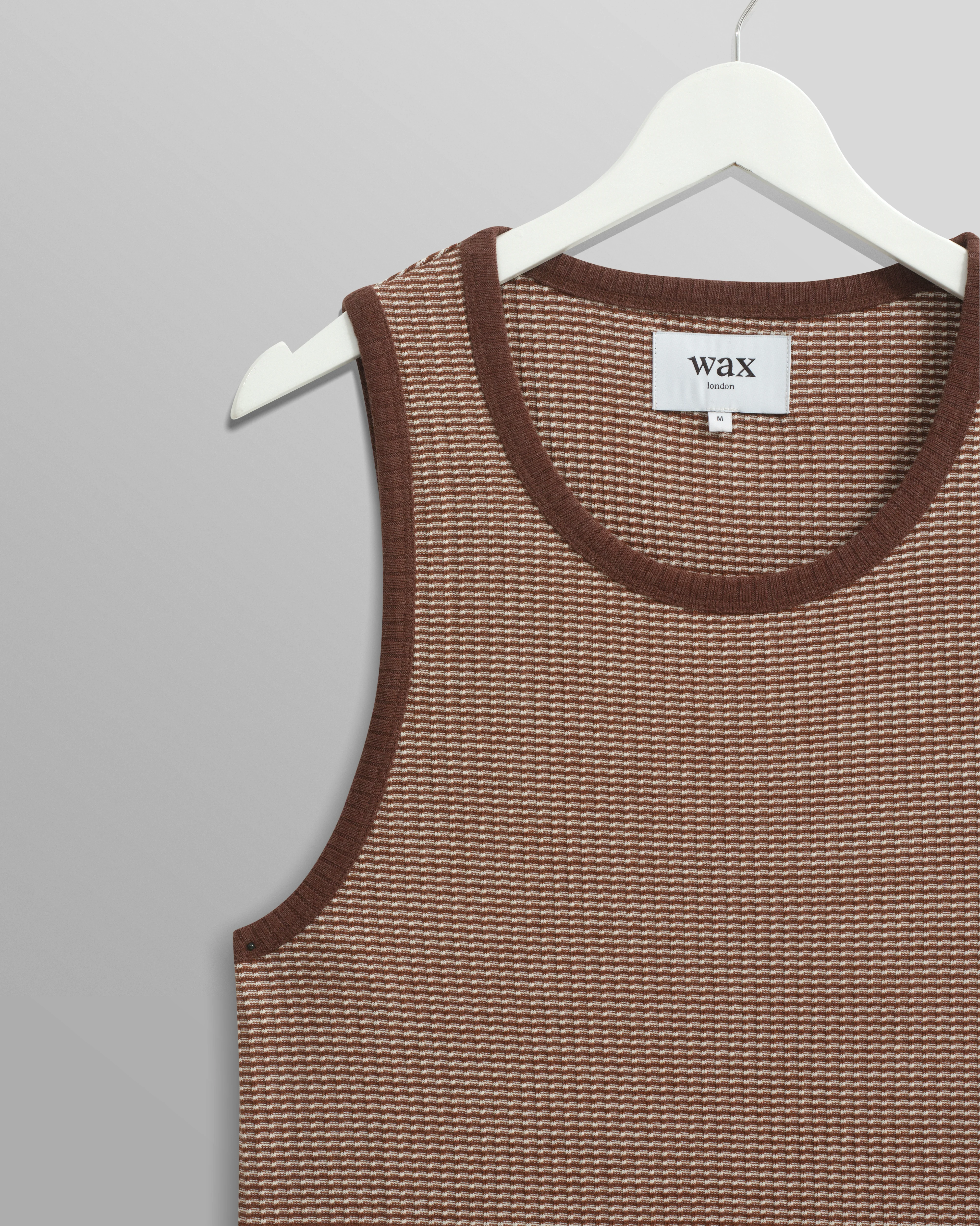 Montague - Brown And Ecru Striped Ribbed Organic Cotton Vest - Image 9
