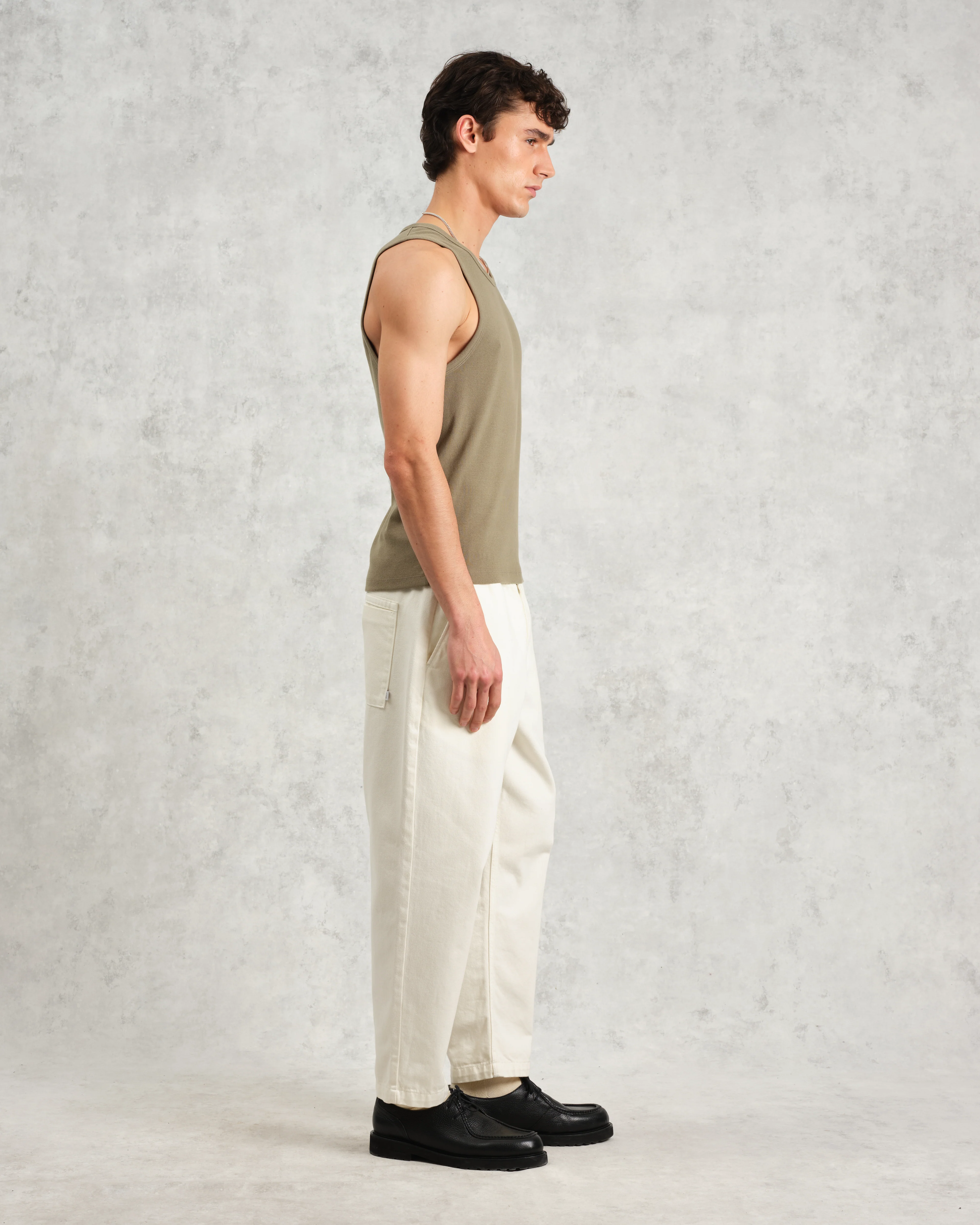 Montague - Khaki Ribbed Organic Cotton Vest - Image 5