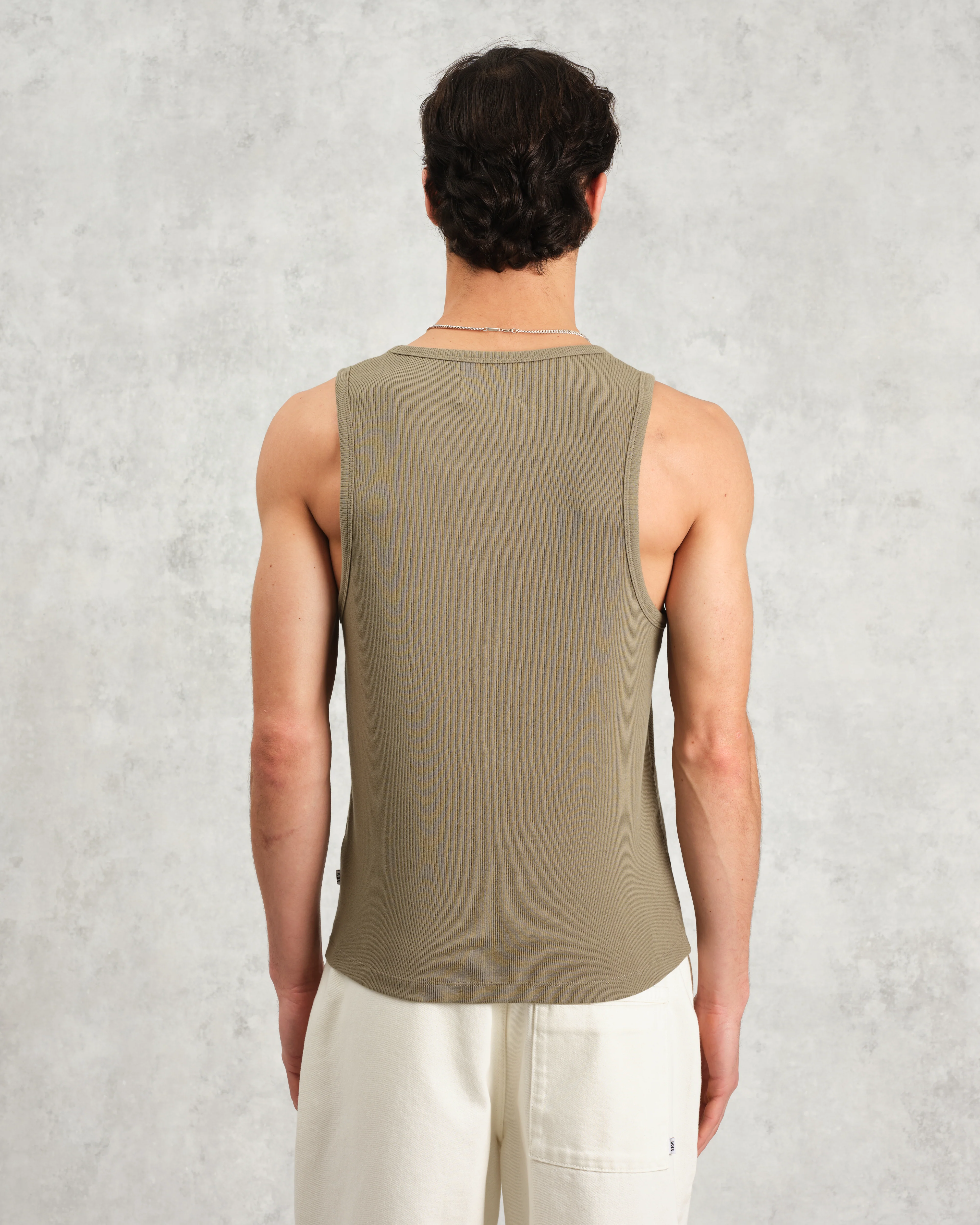 Montague - Khaki Ribbed Organic Cotton Vest - Image 7