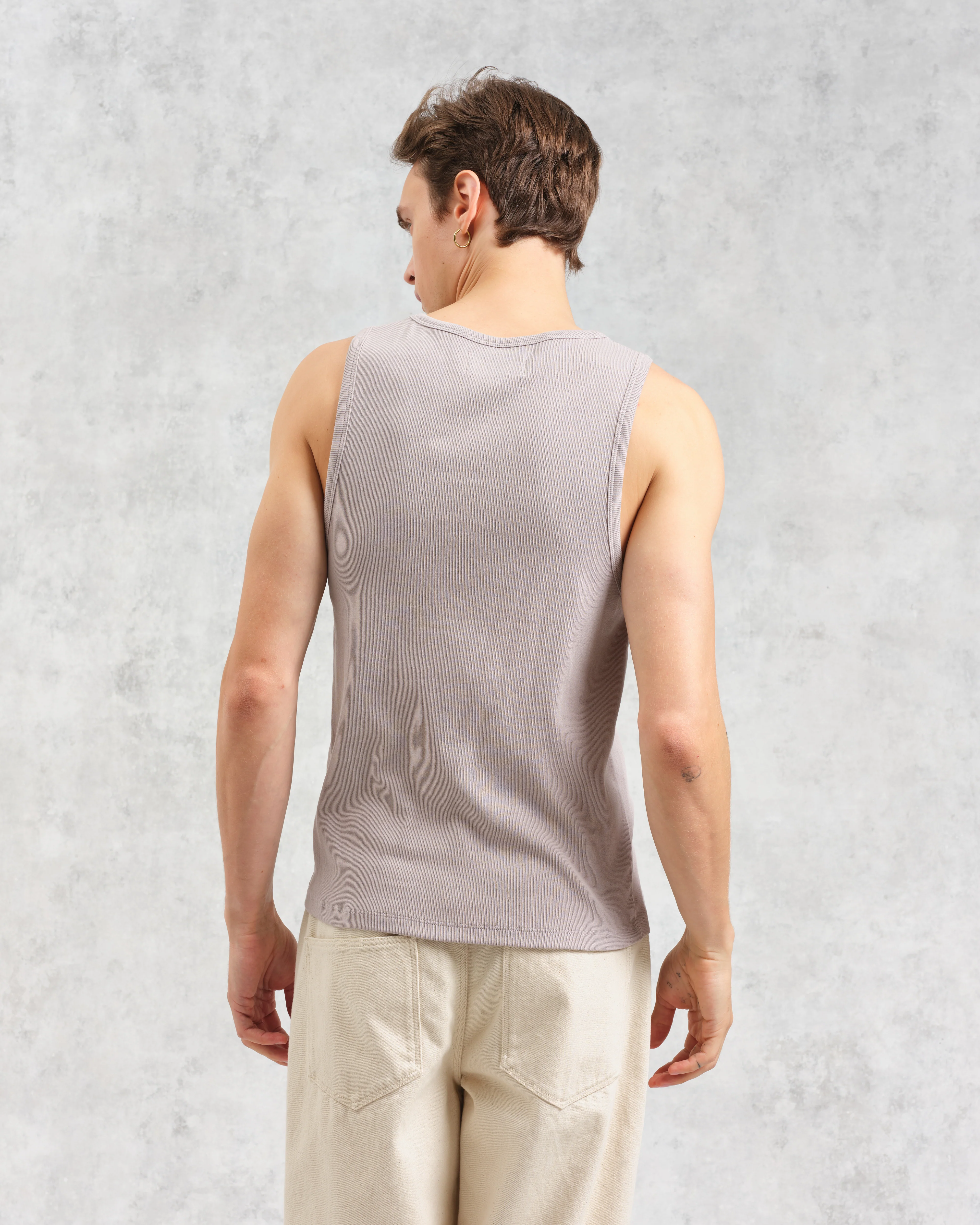 Montague - Taupe Grey Ribbed Organic Cotton Vest - Image 7