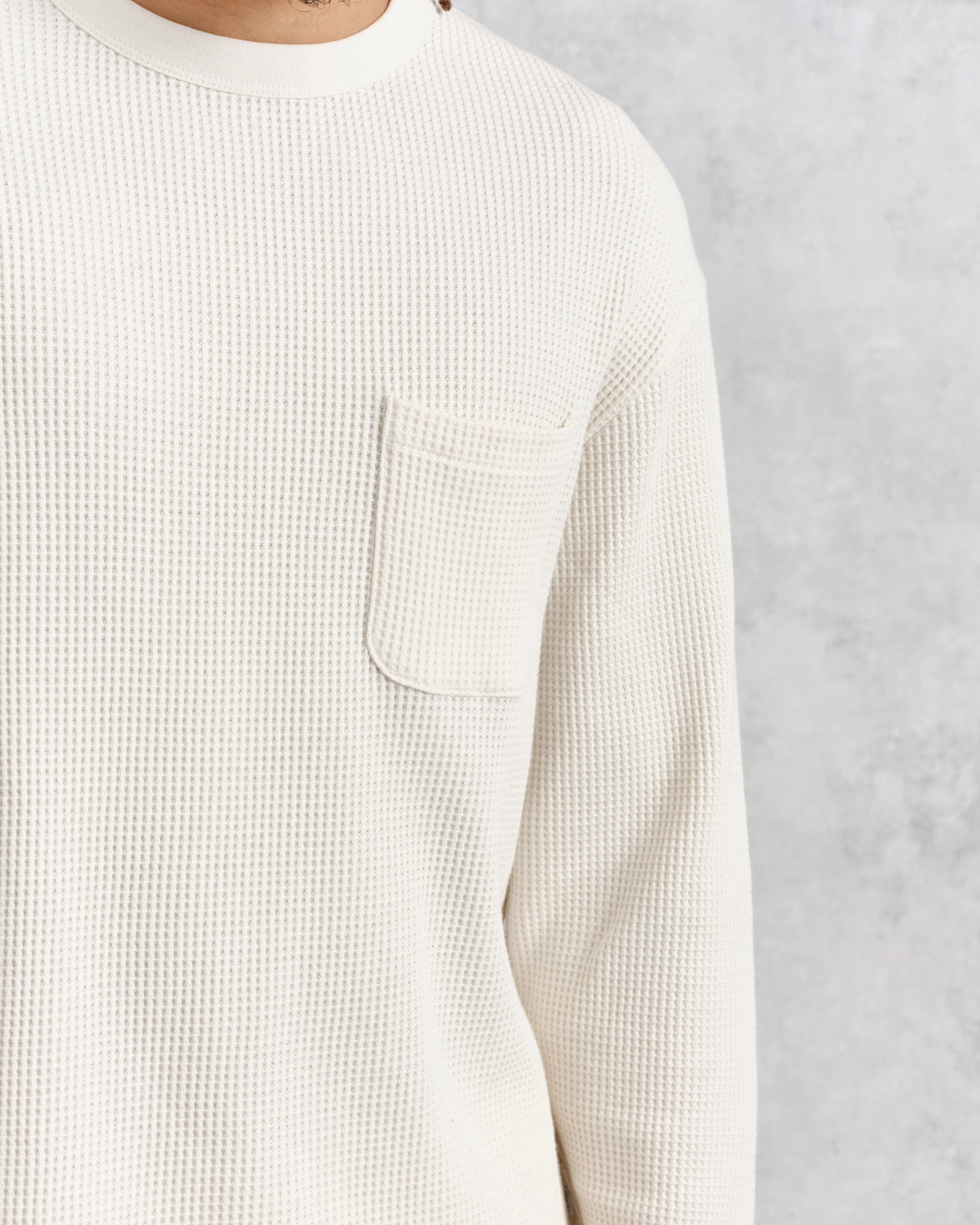Moore - Ecru Organic Waffle Textured Cotton T-Shirt - Image 3