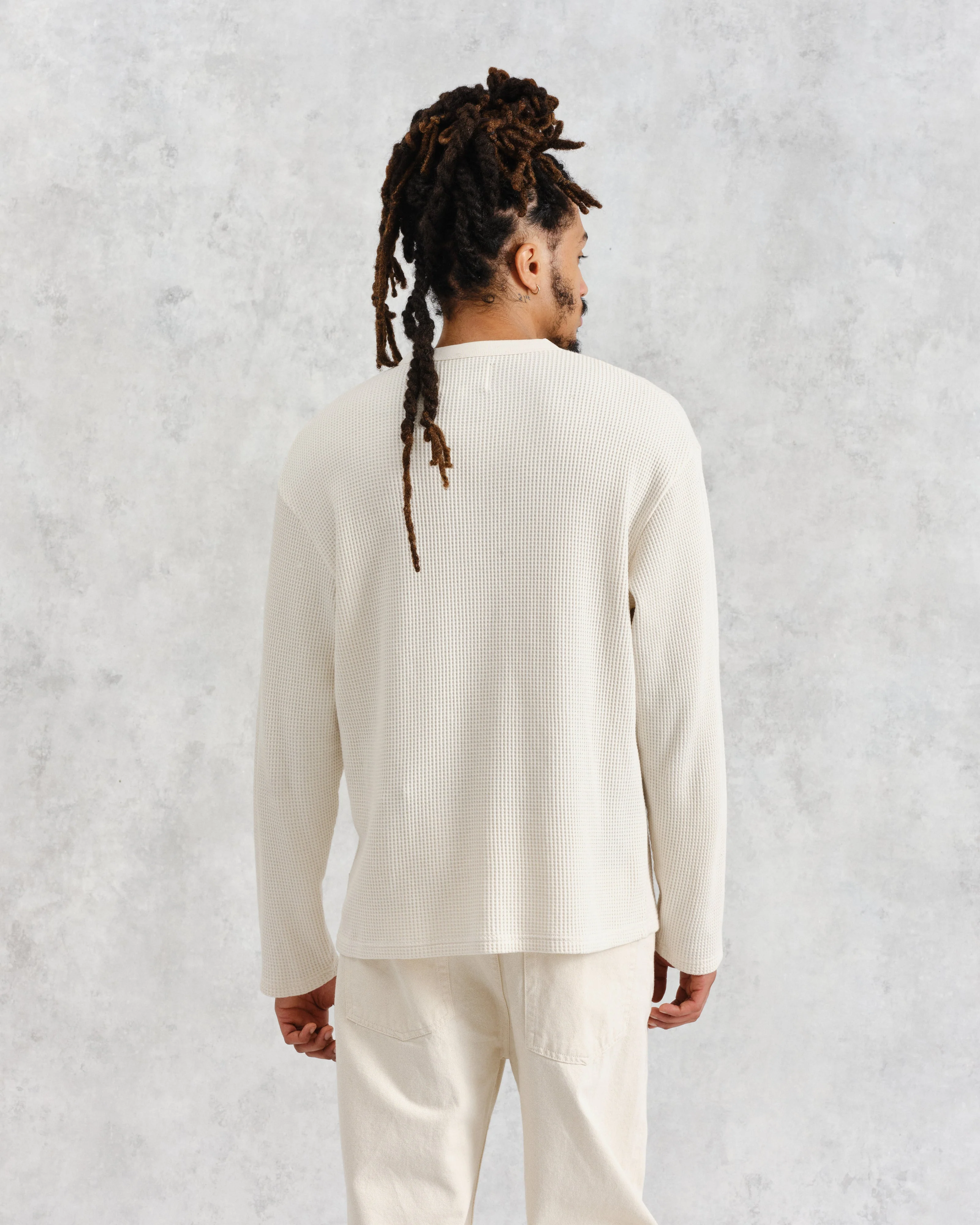 Moore - Ecru Organic Waffle Textured Cotton T-Shirt - Image 7