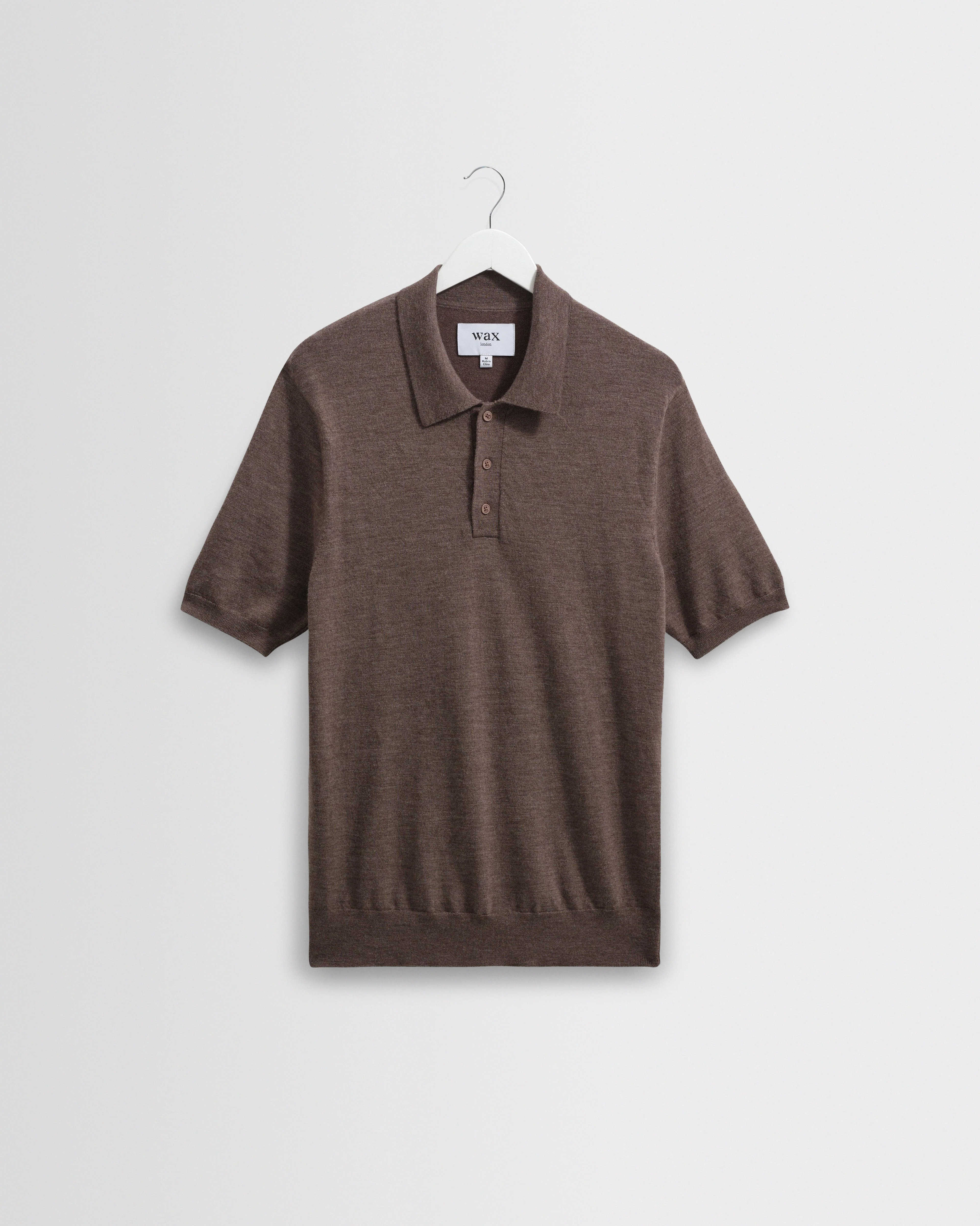 Naples - Brown Marl Worsted Wool Knitted Polo