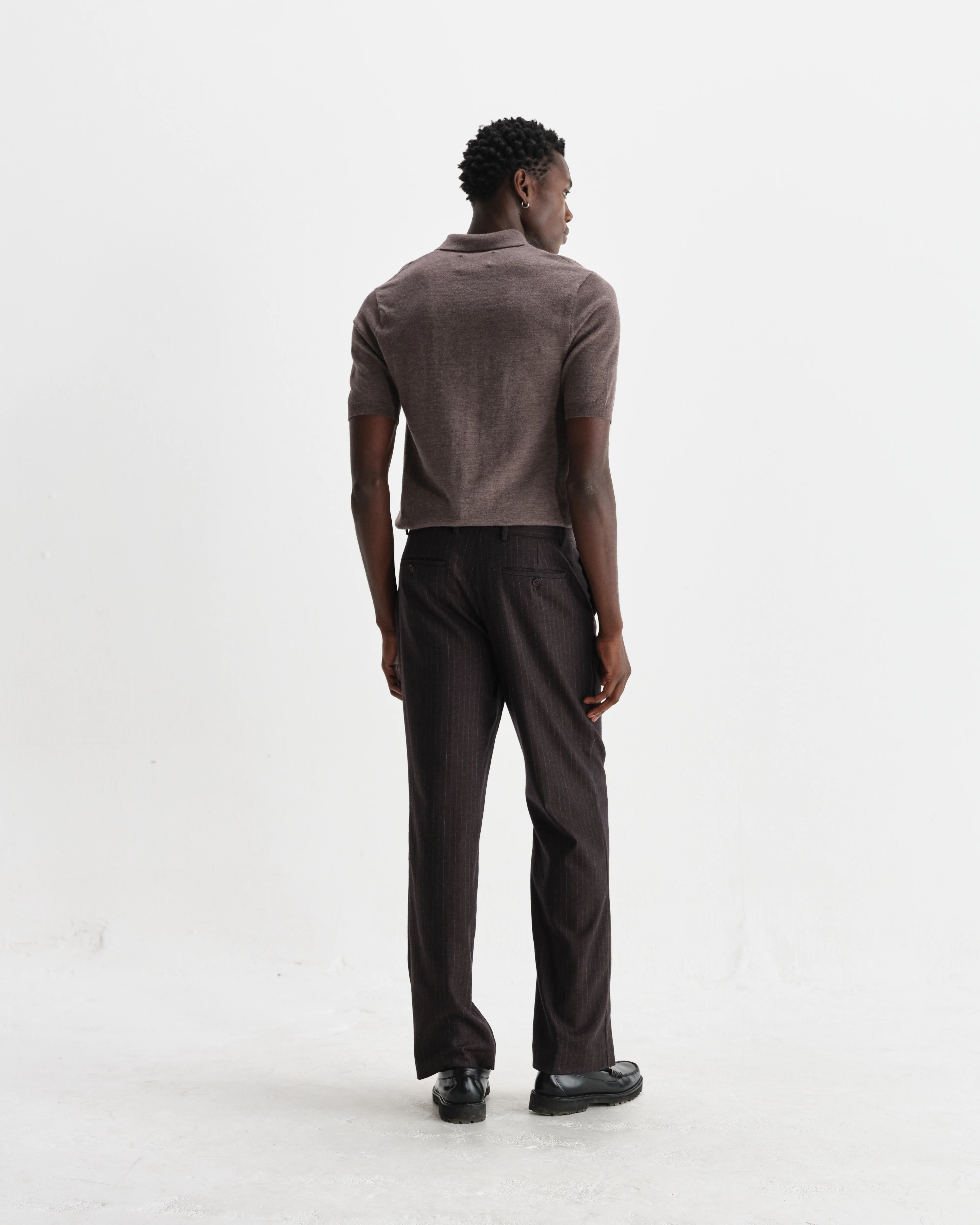 Naples - Brown Marl Worsted Wool Knitted Polo - Image 7