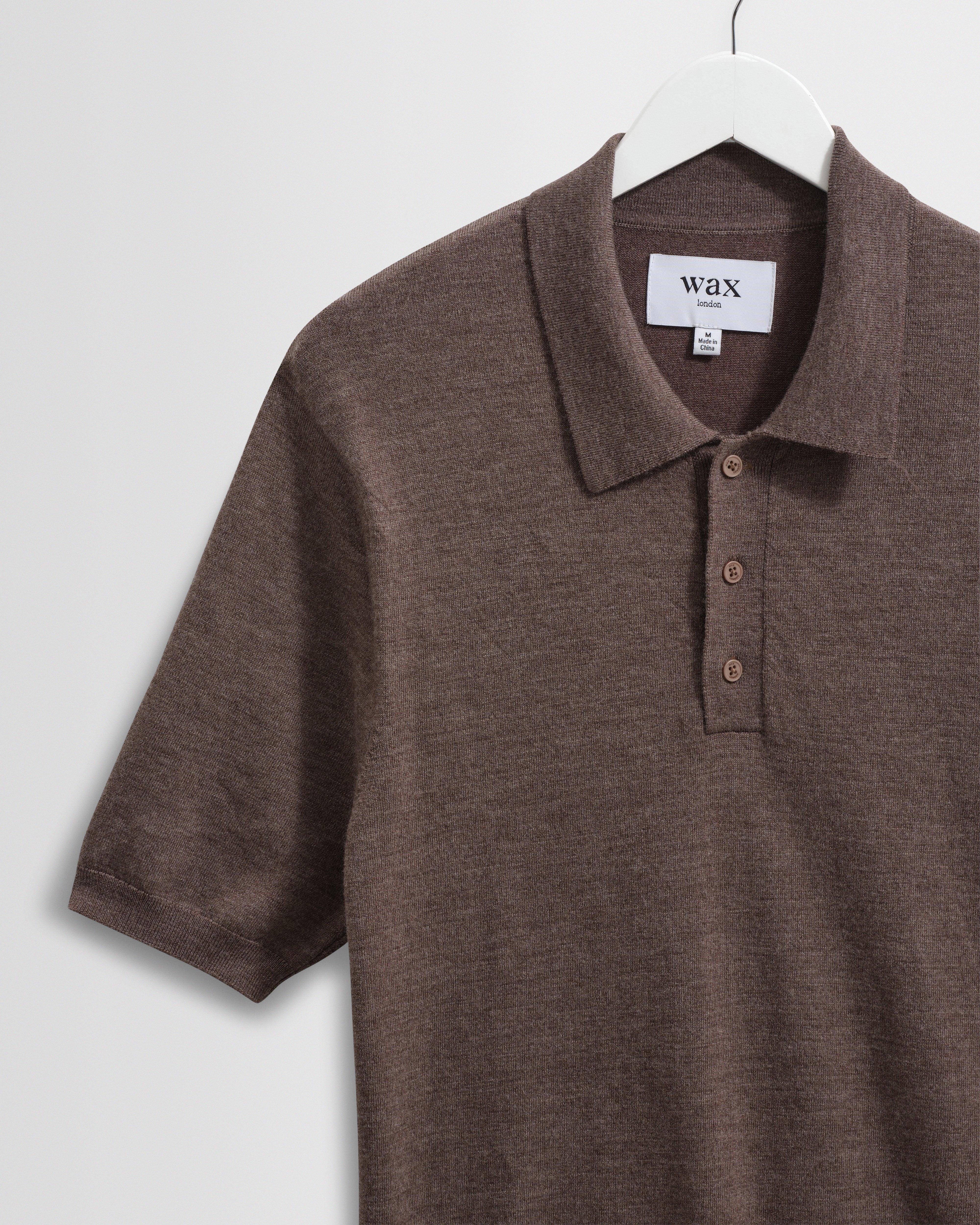 Naples - Brown Marl Worsted Wool Knitted Polo - Image 8