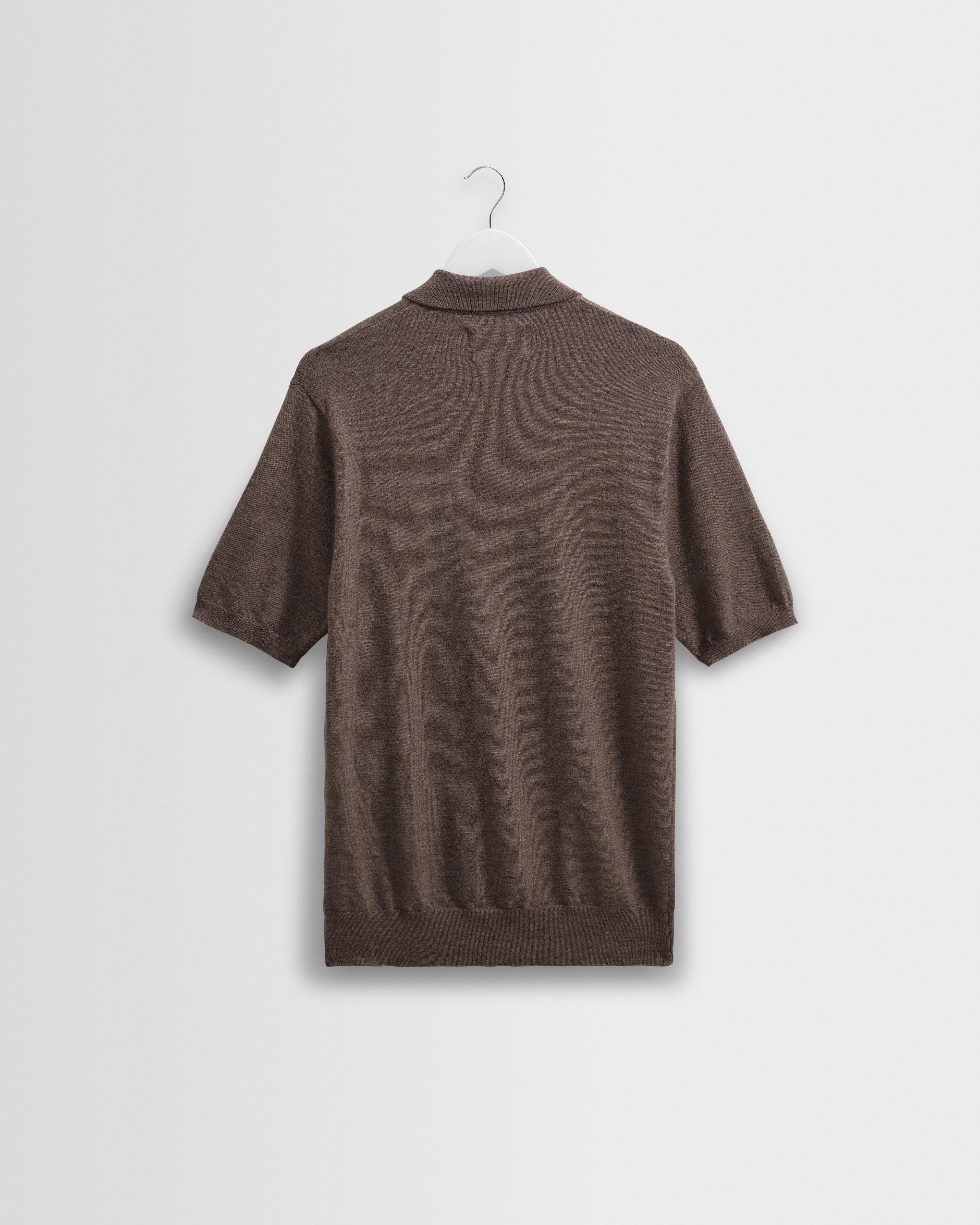 Naples - Brown Marl Worsted Wool Knitted Polo - Image 9