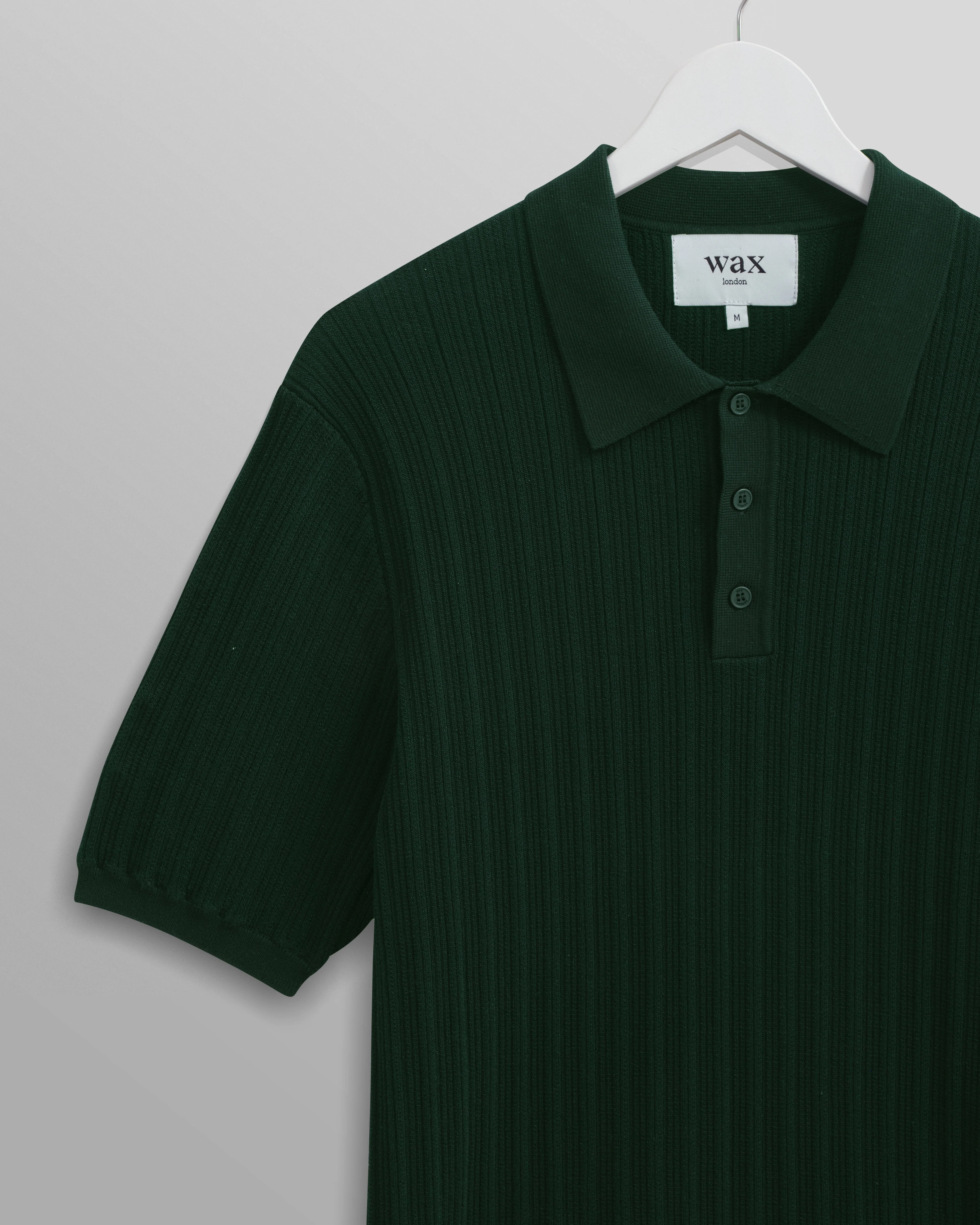 Naples - Dark Green Textured Knitted Polo Shirt - Image 7
