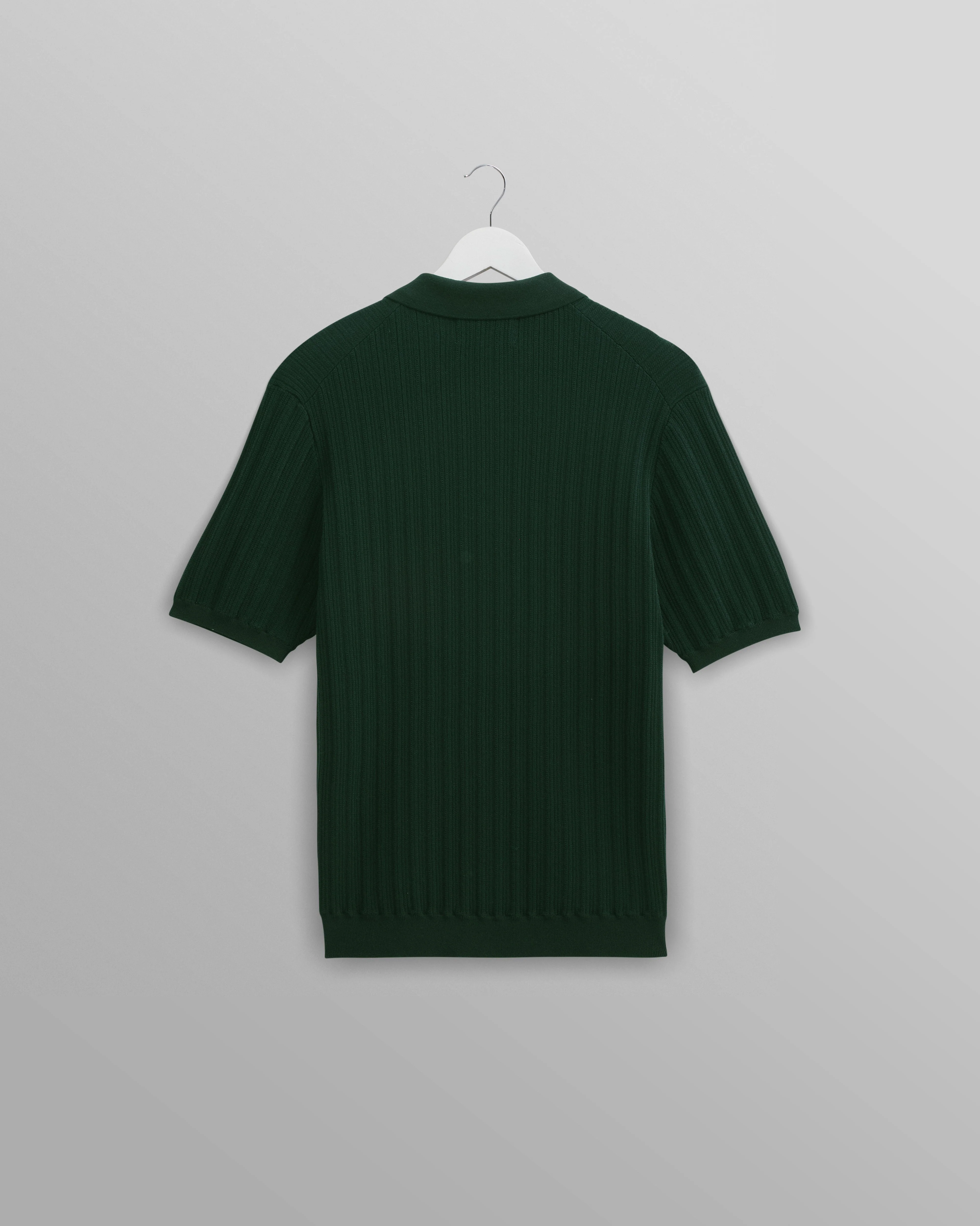 Naples - Dark Green Textured Knitted Polo Shirt - Image 8