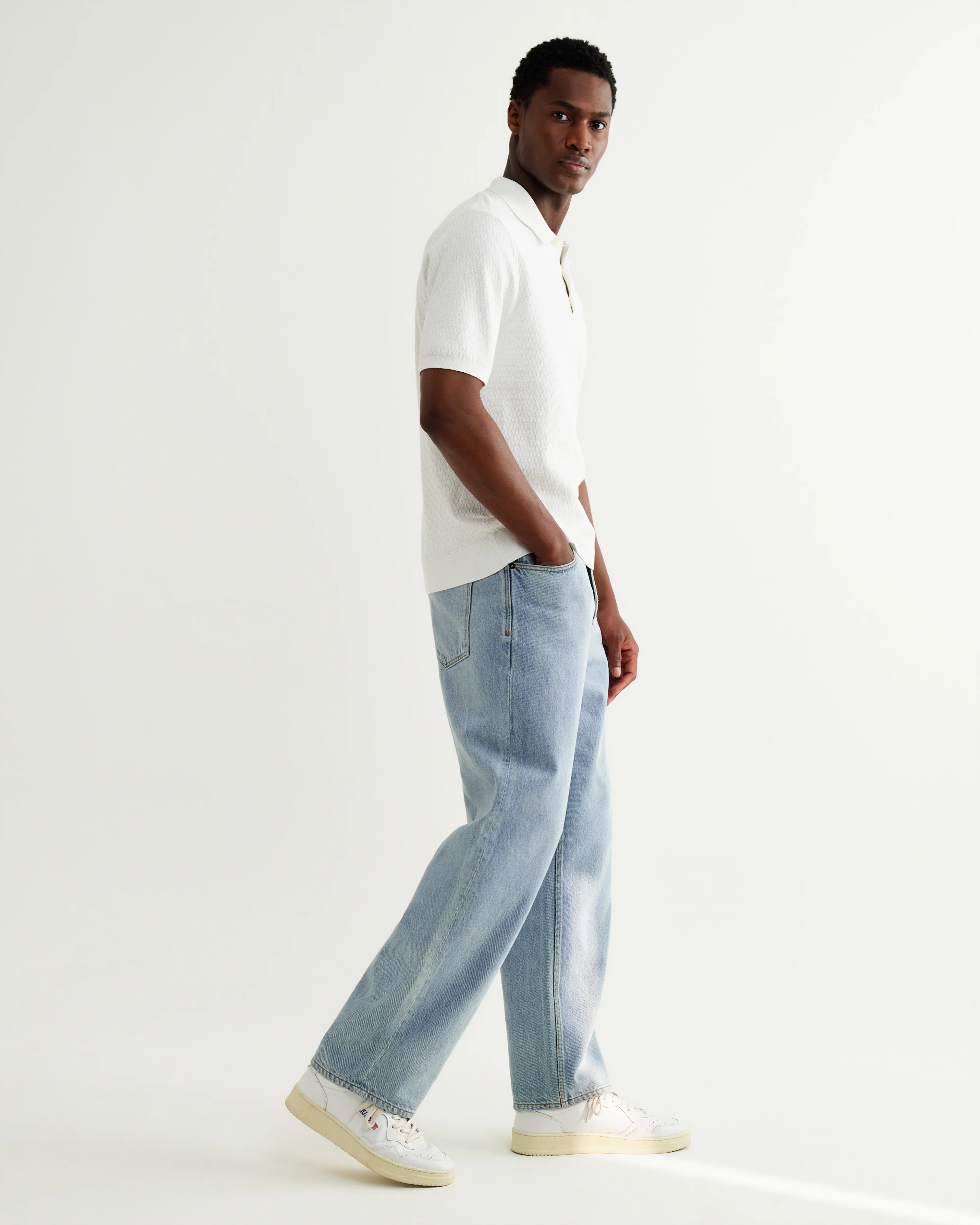 Naples - Ecru Retro Diamond Knitted Polo - Image 6