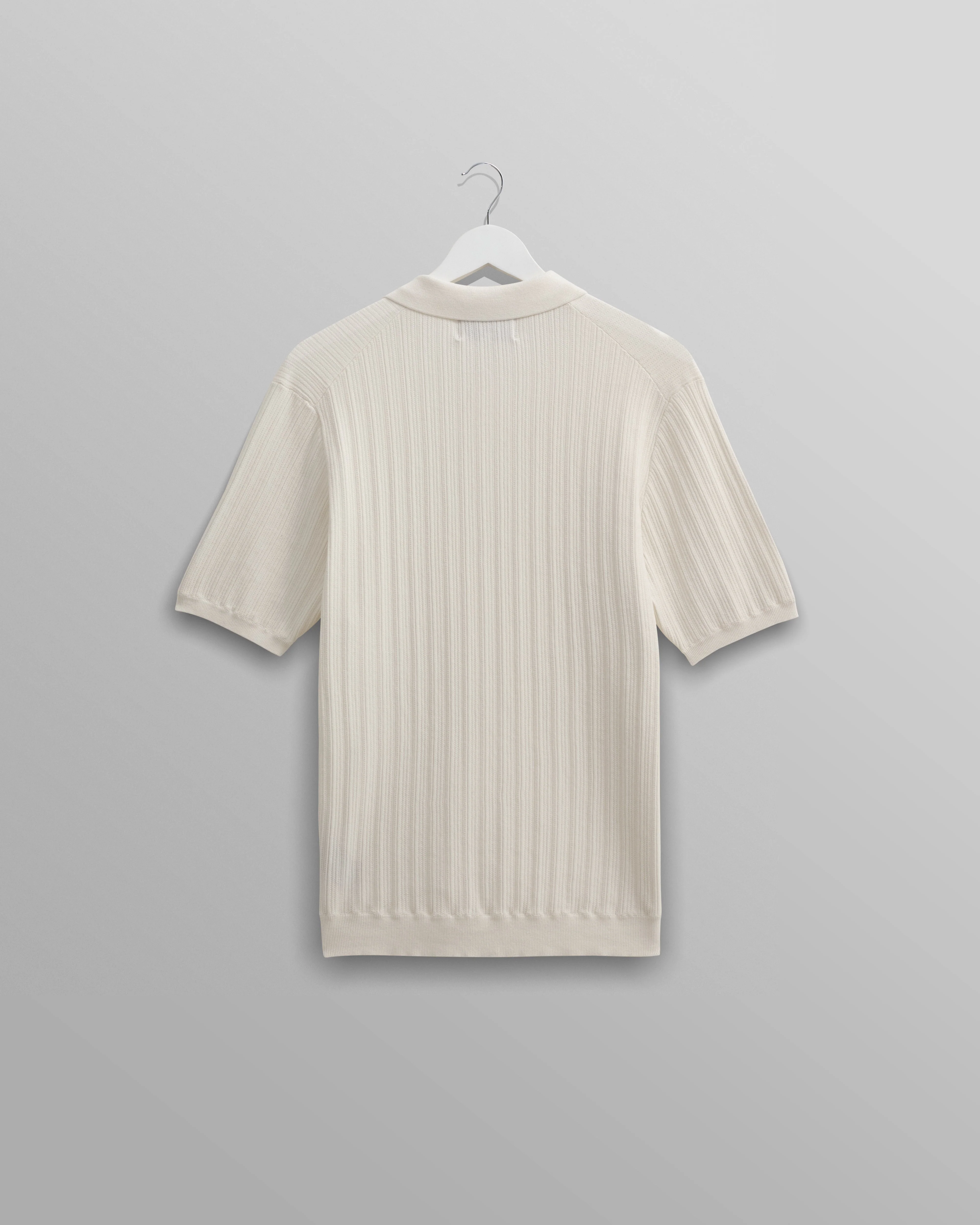 Naples - Ecru Textured Knitted Polo Shirt - Image 9