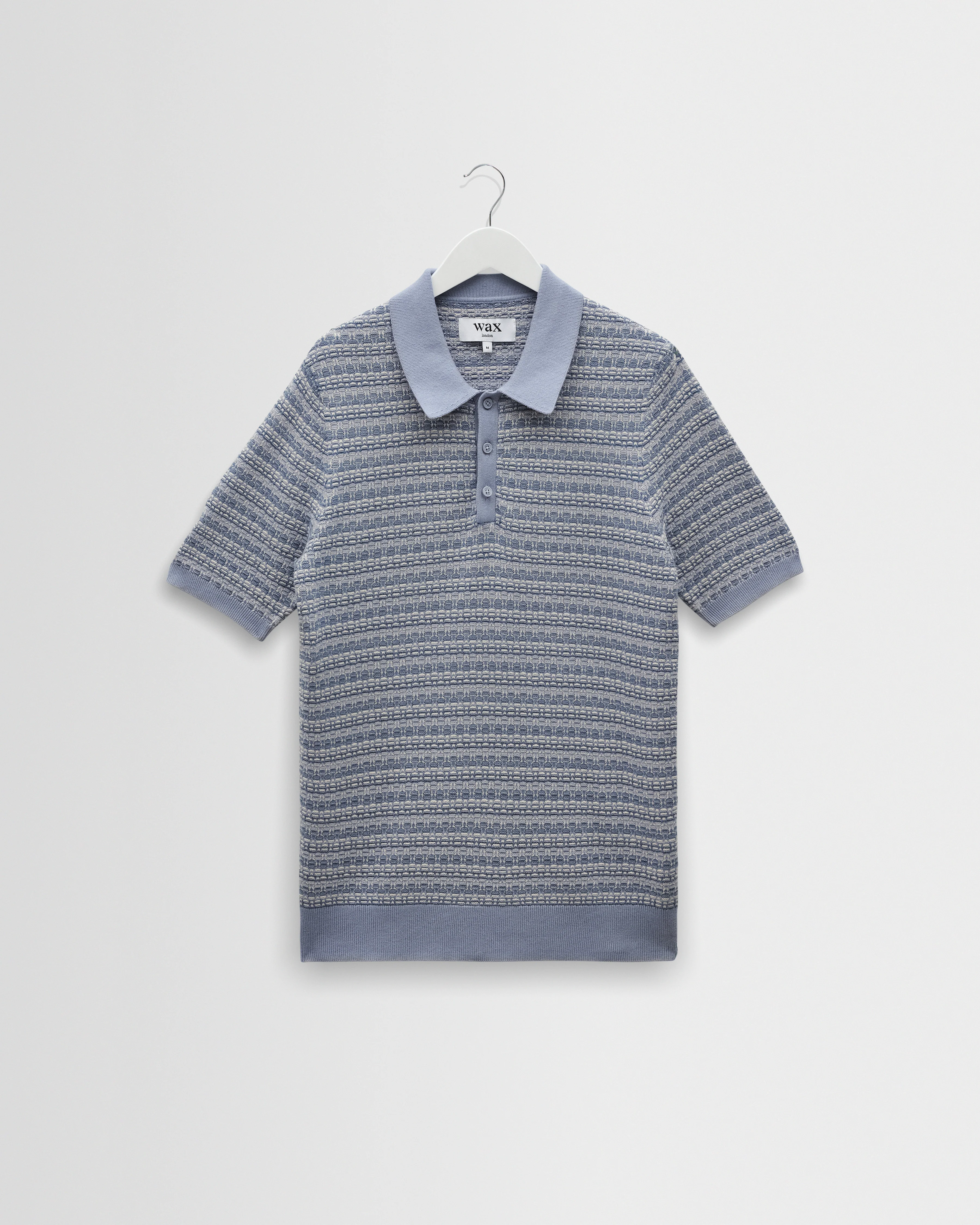 Naples - Light Blue Mini Geometric Knitted Polo