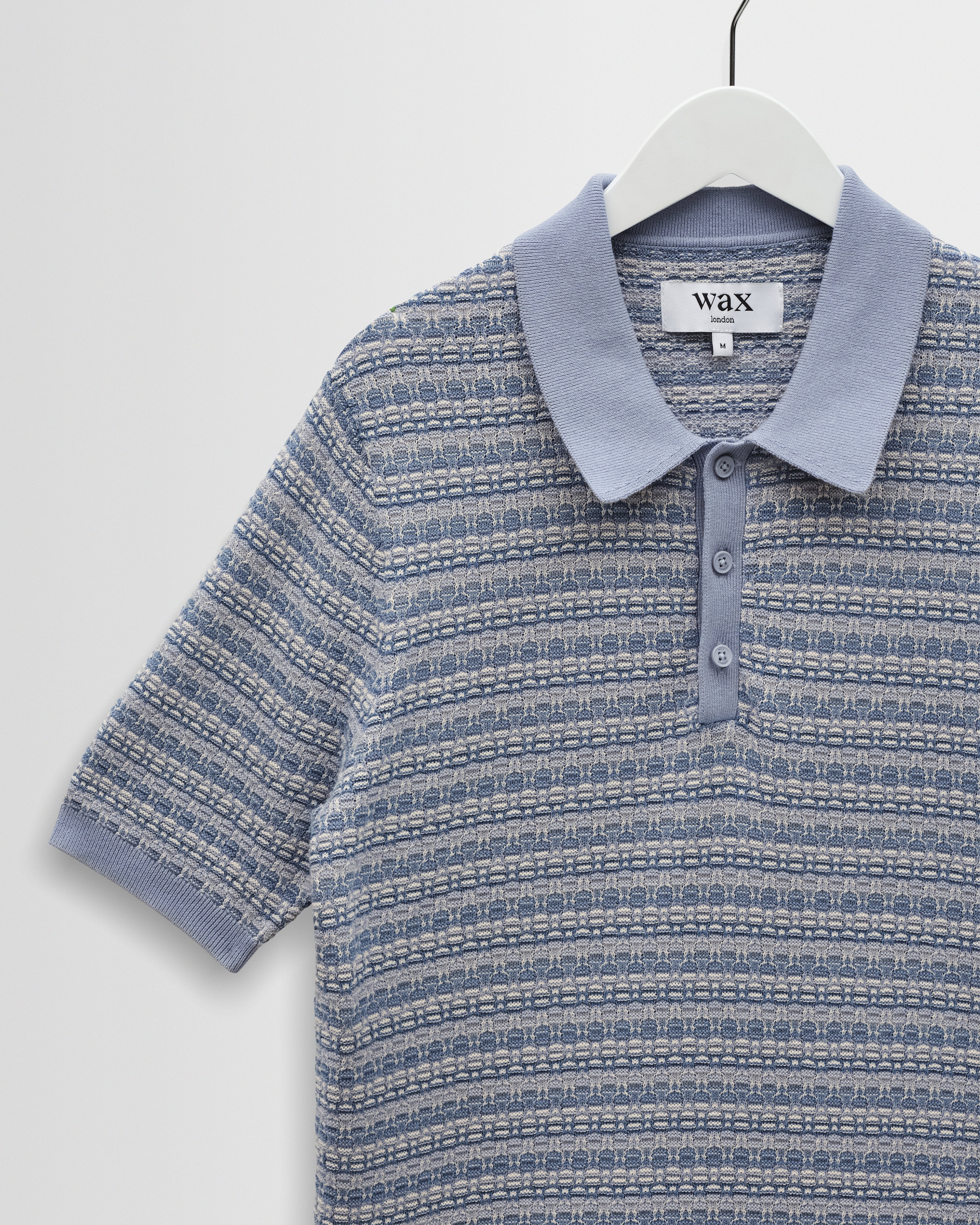 Naples - Light Blue Mini Geometric Knitted Polo - Image 7