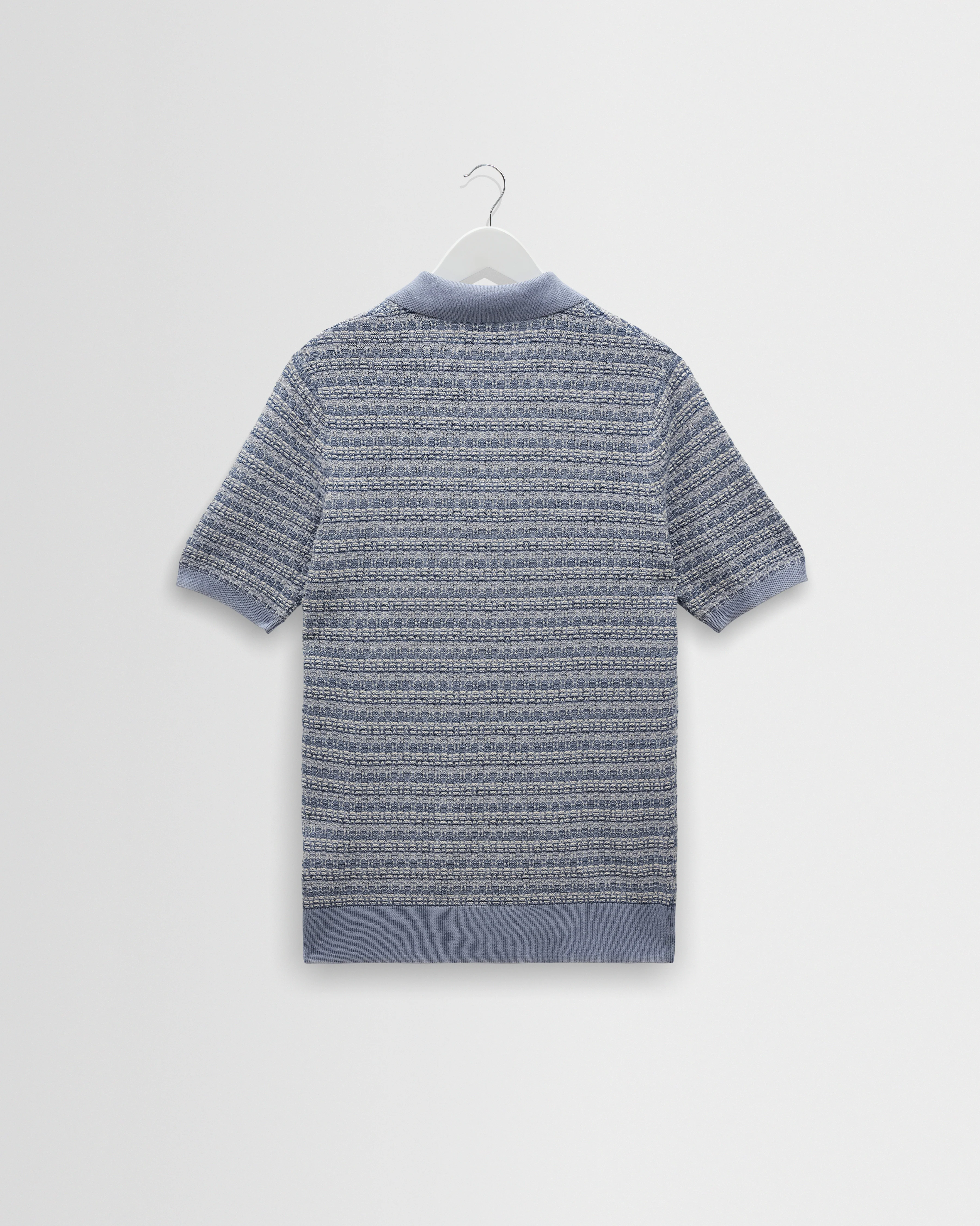Naples - Light Blue Mini Geometric Knitted Polo - Image 8
