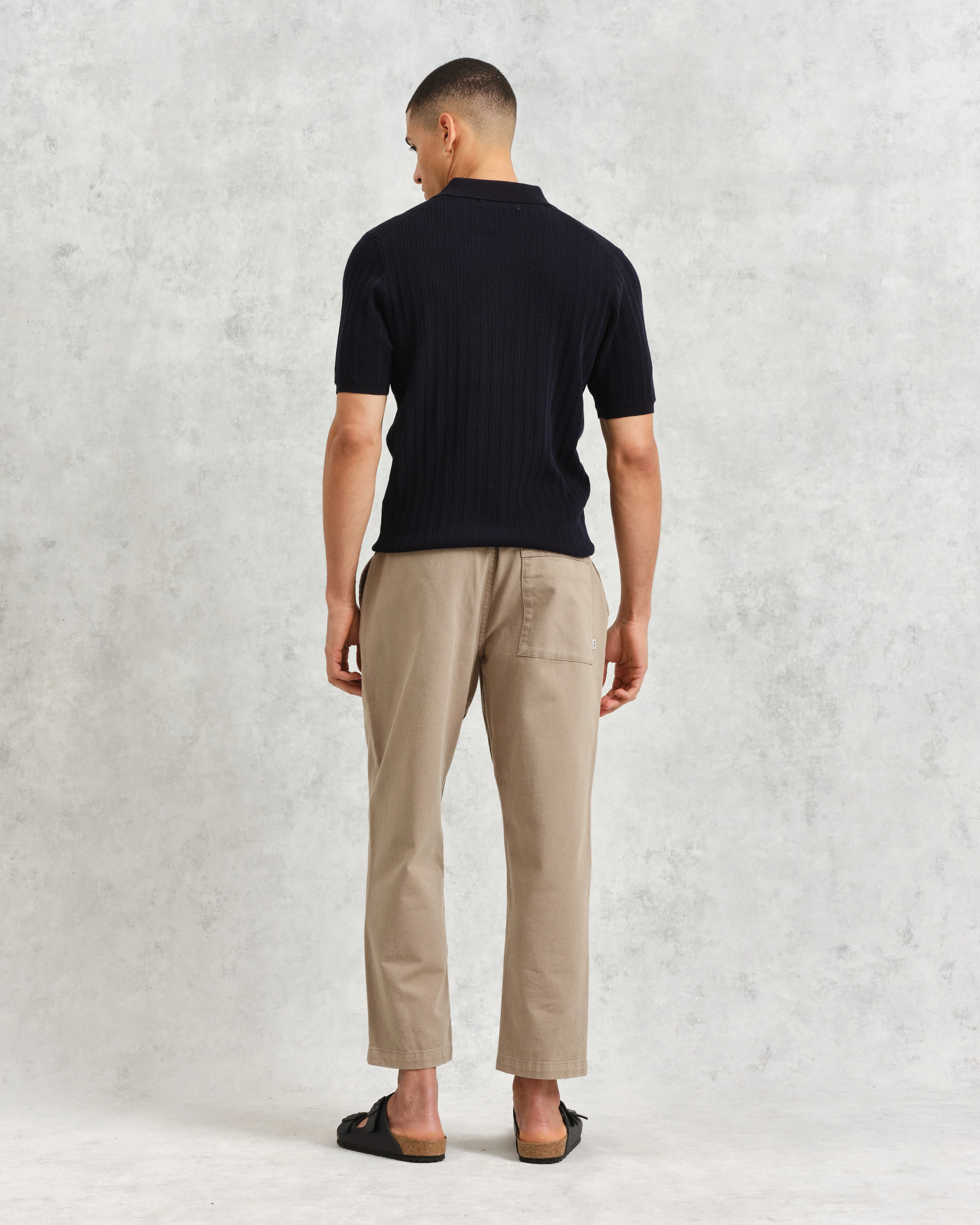 Naples - Midnight Navy Textured Knitted Polo Shirt - Image 6