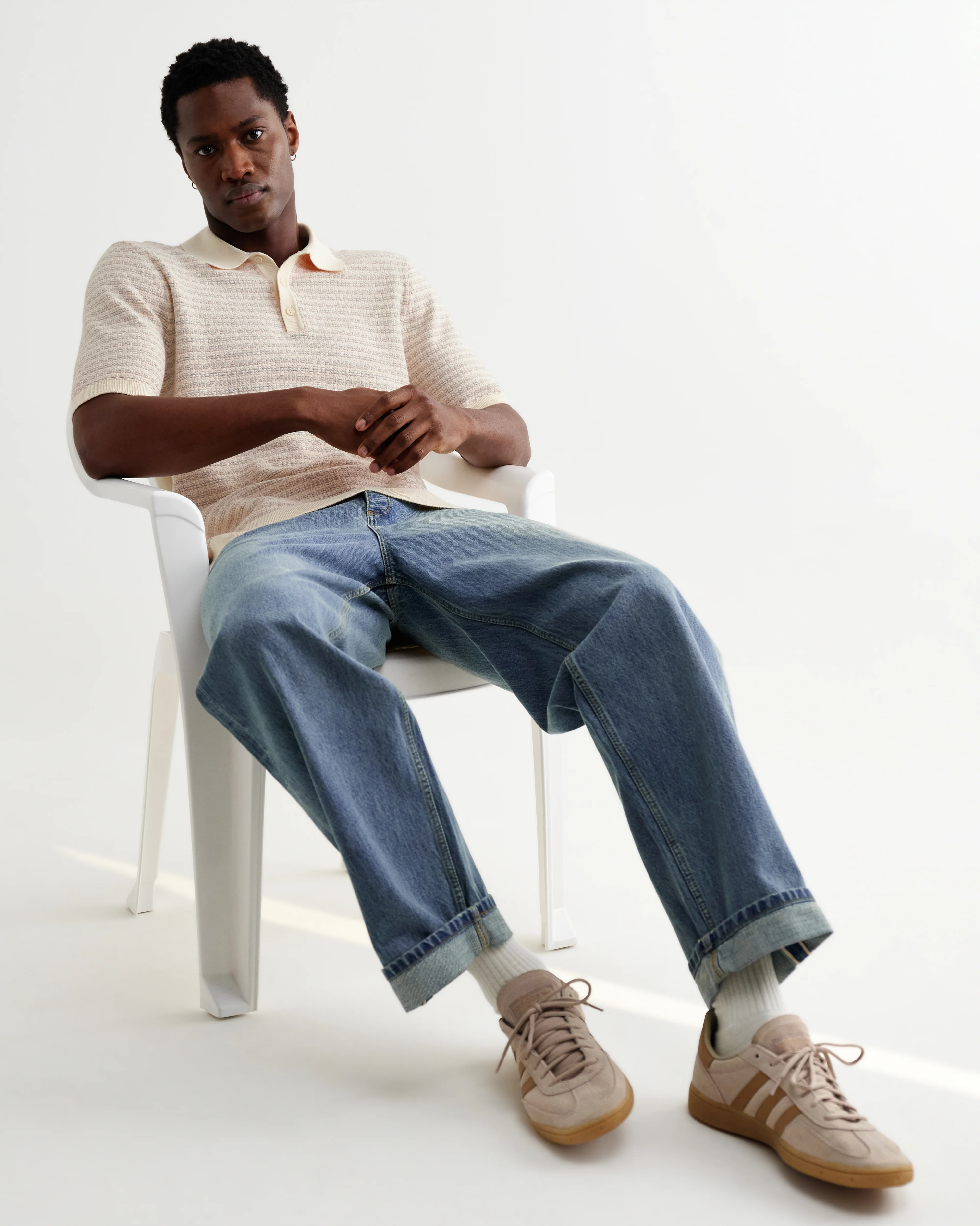 Naples - Natural Mini Geometric Knitted Polo - Image 3
