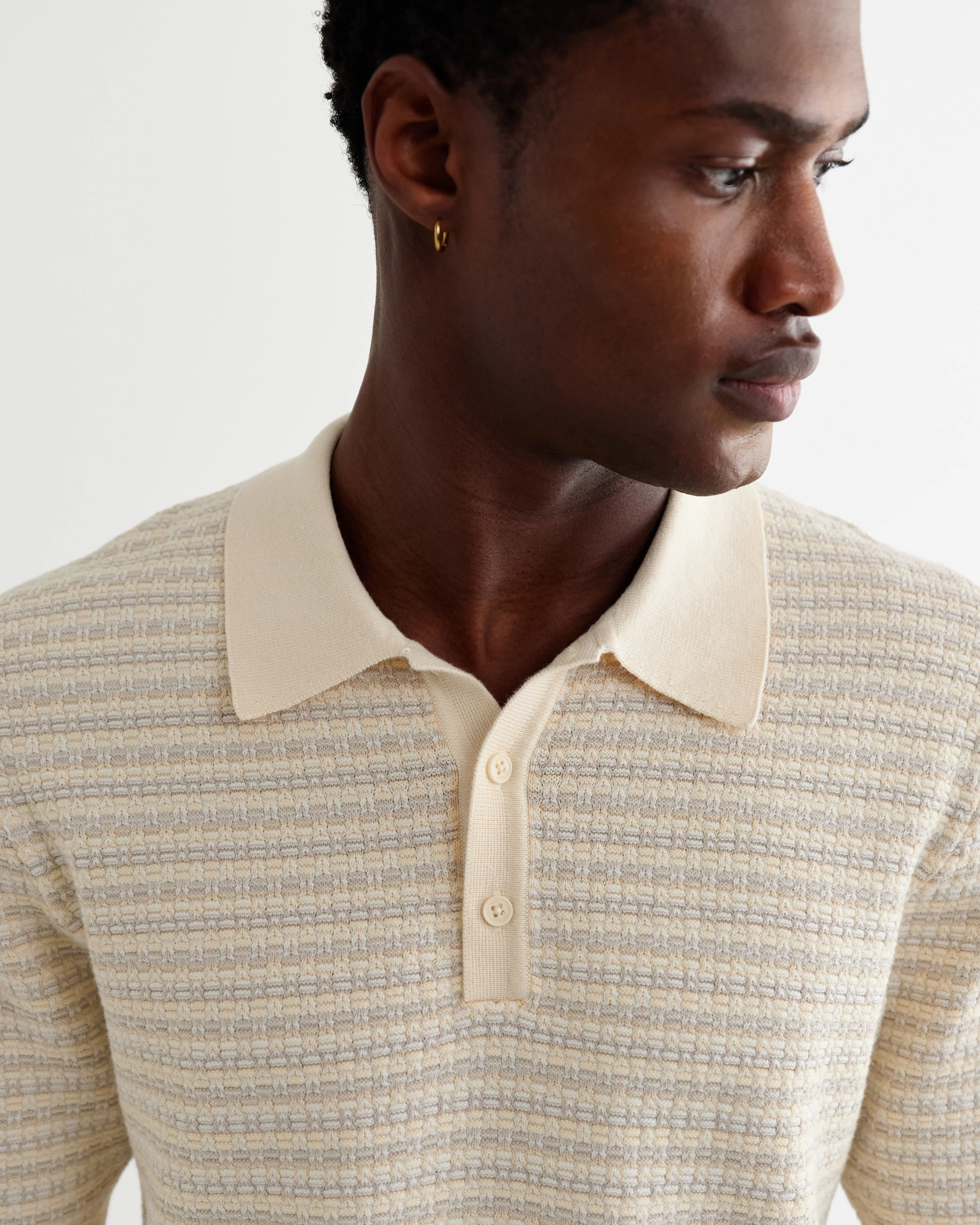 Naples - Natural Mini Geometric Knitted Polo - Image 4